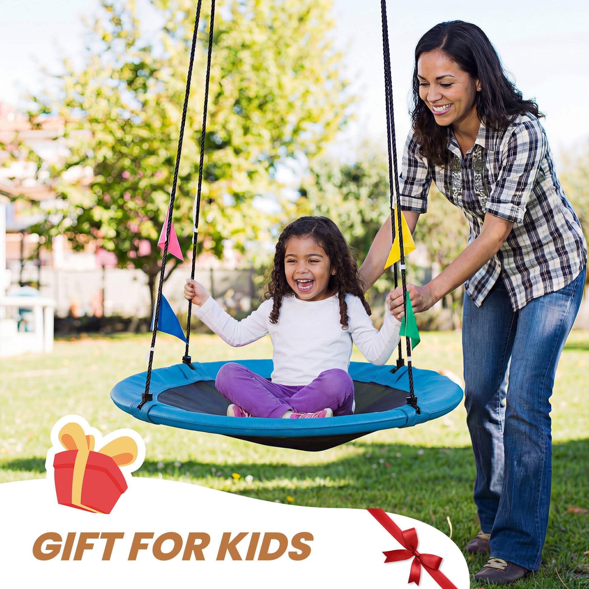 Adjustable Rope Saucer Swing for Backyard