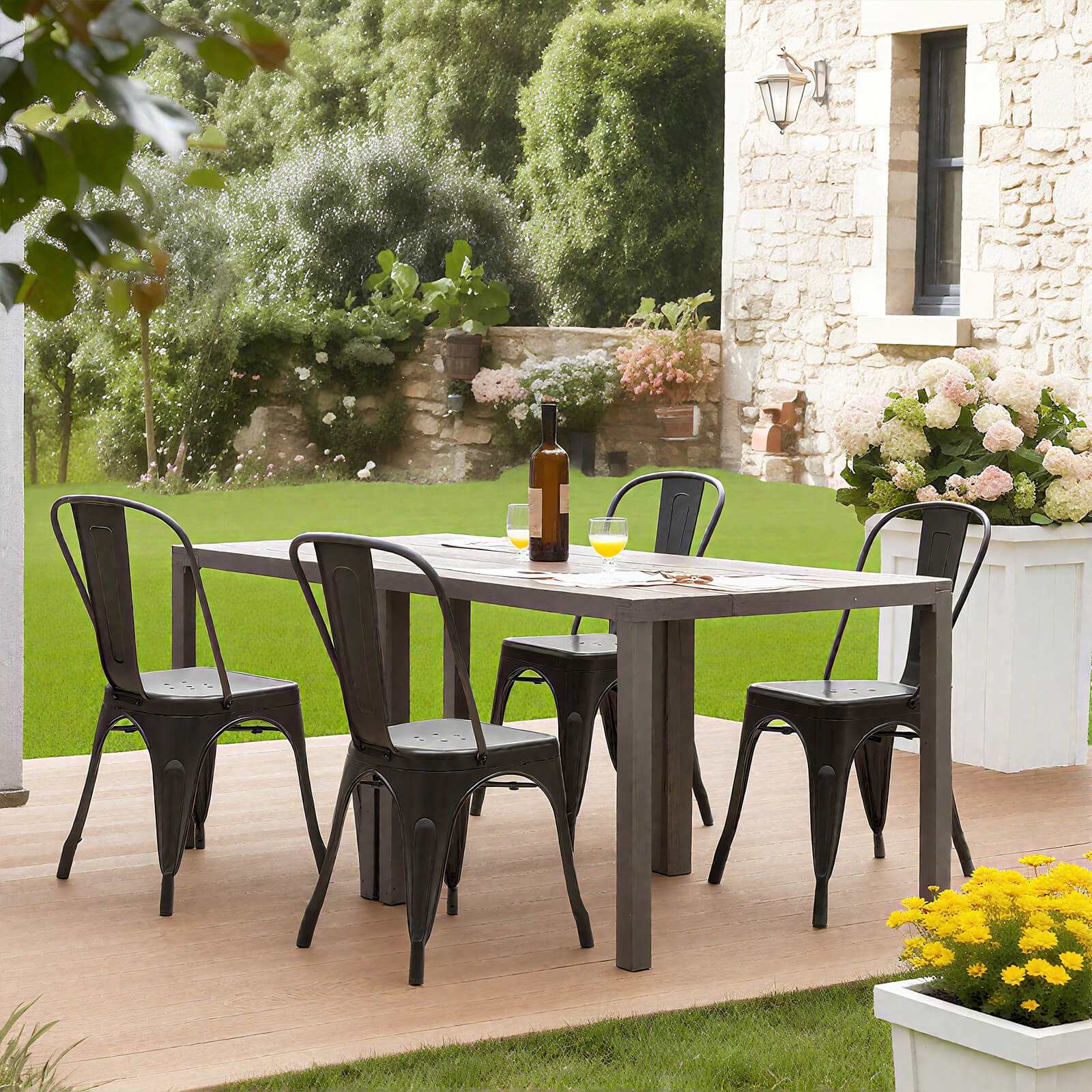 Stackable Metal Dining Chair-Indoor/Outdoor (Set of 4)