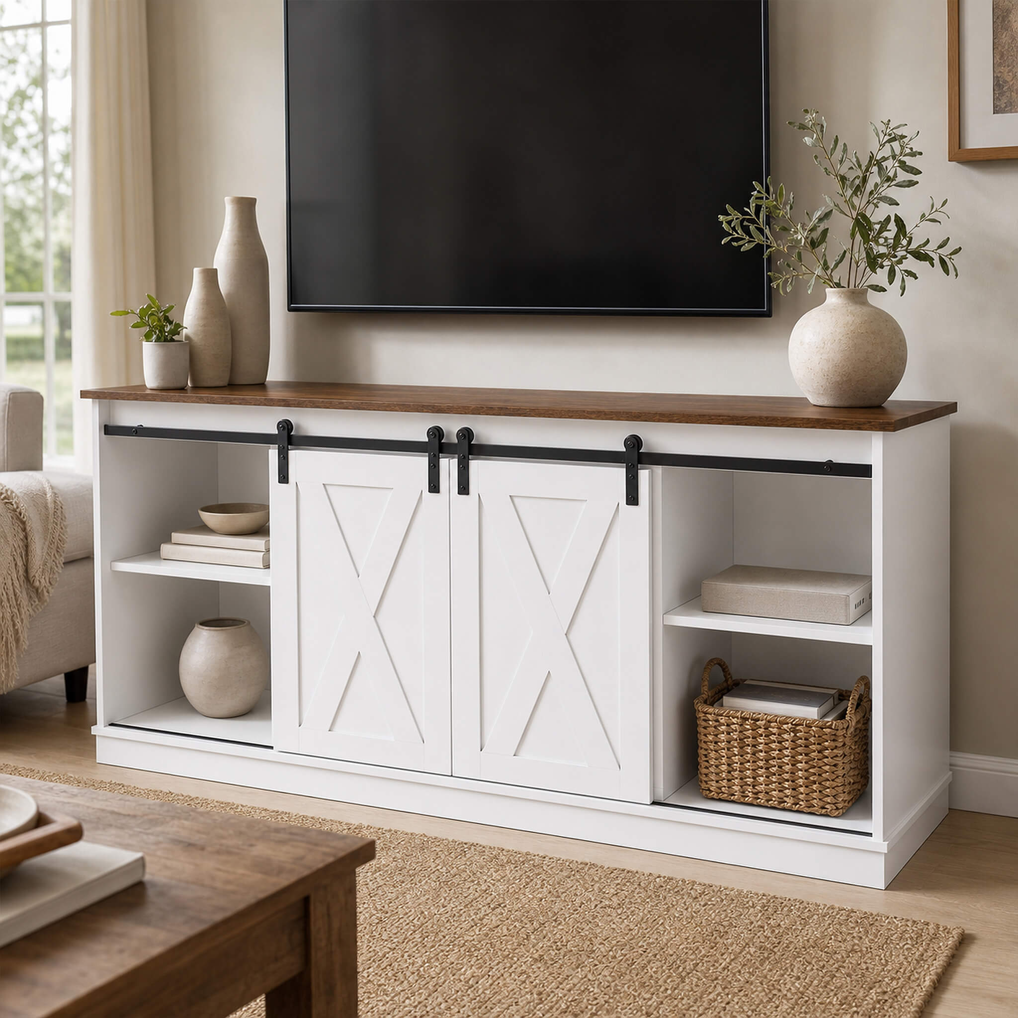 58“ Sliding Barn Door TV Cabinet