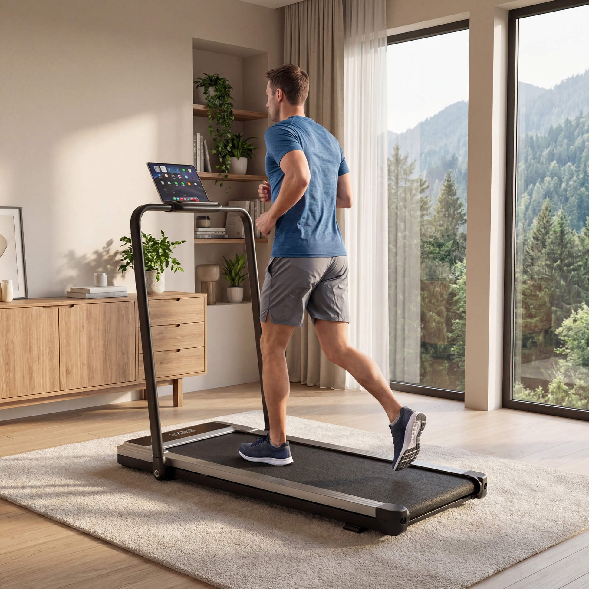 Portable Foldable Treadmill with Handrails