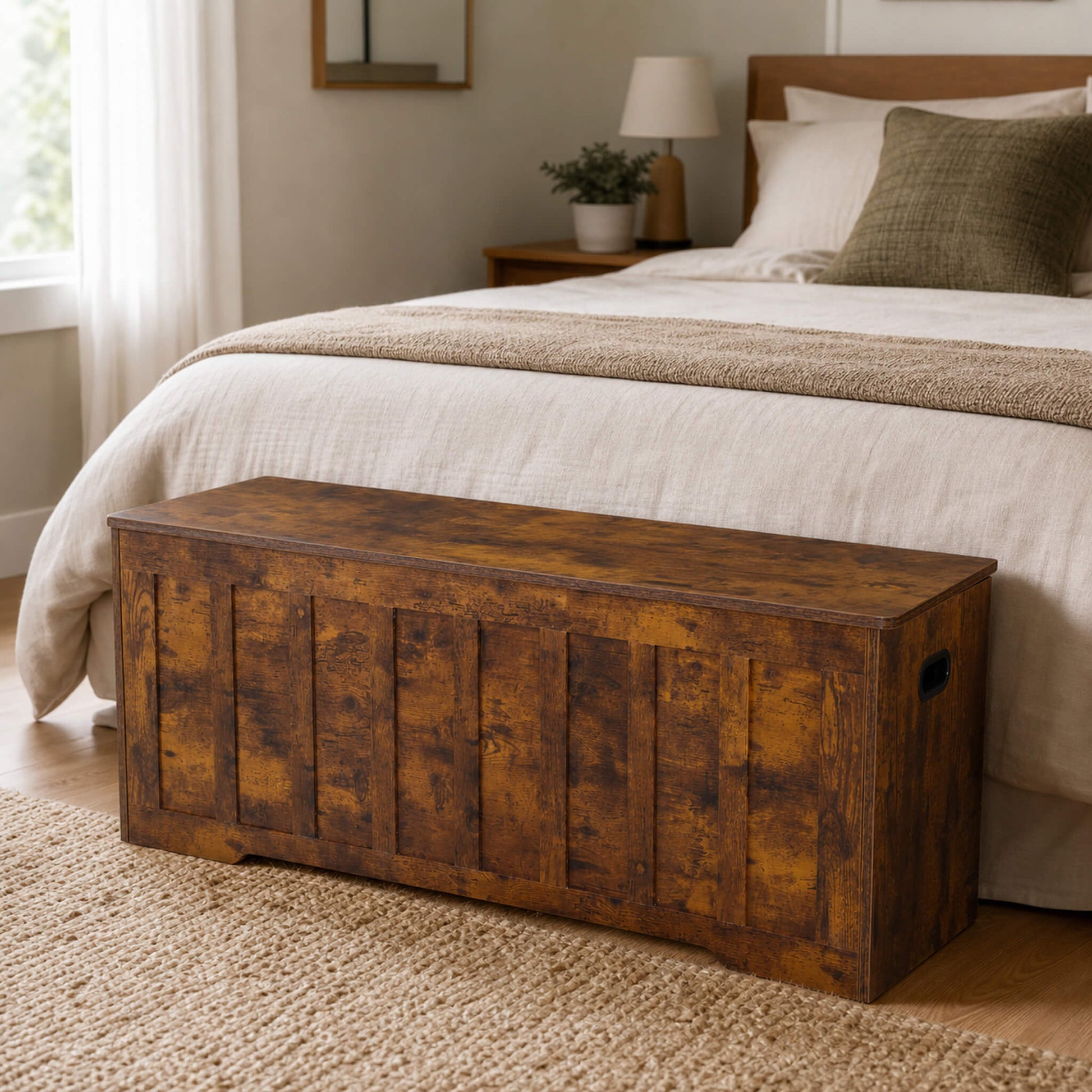 Wooden Storage Bench with Soft-Close Lid