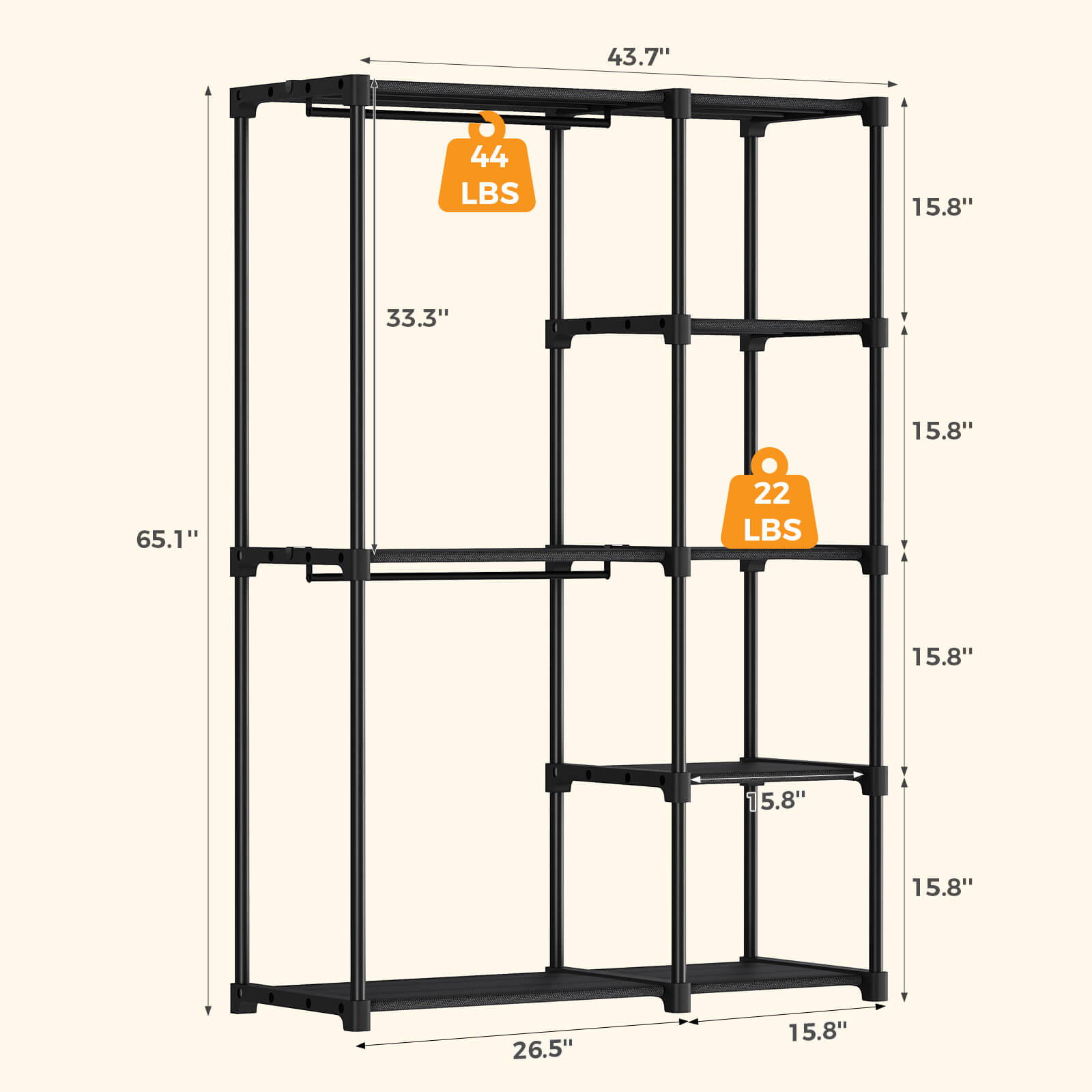 Lightweight, Portable, Freestanding Clothes Rack