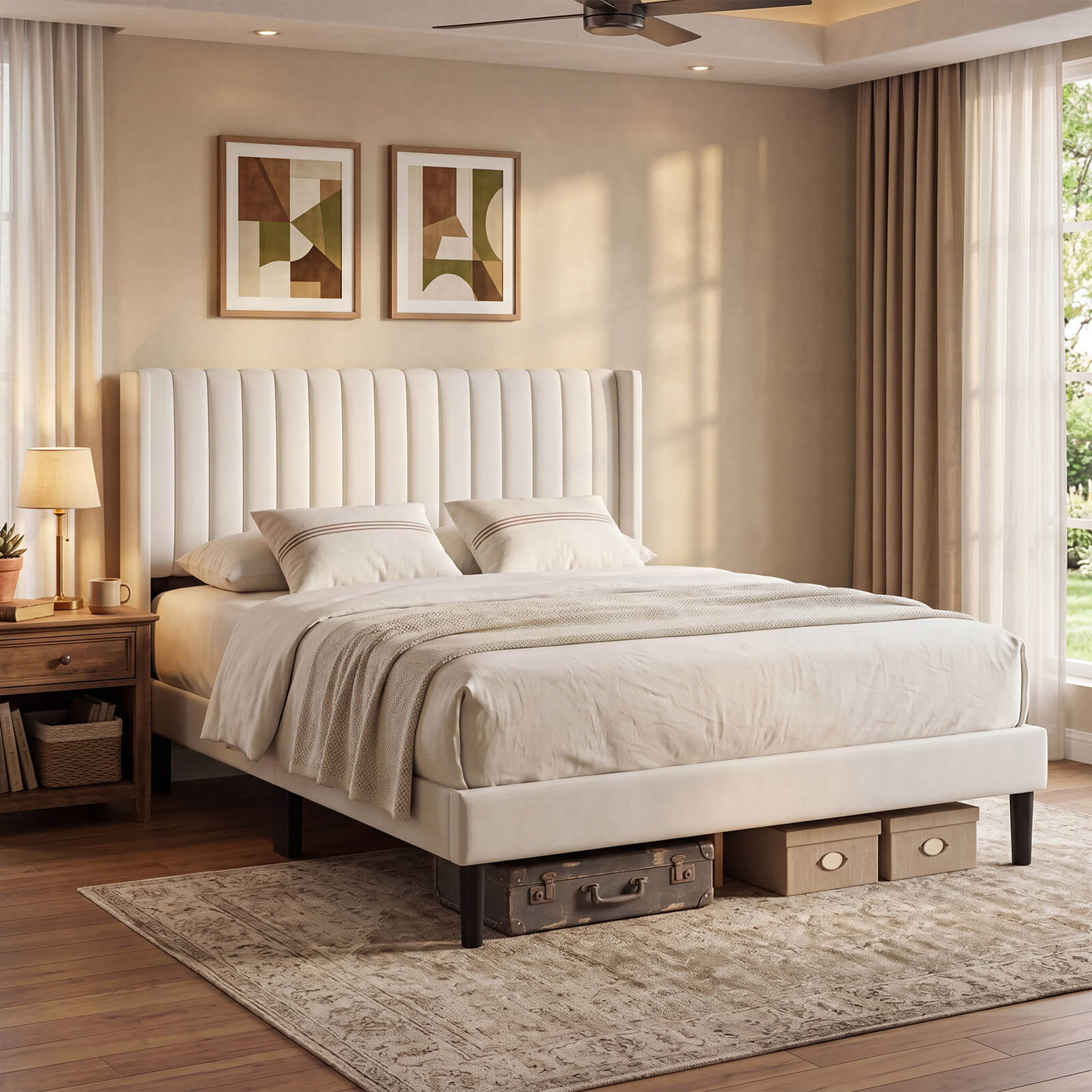 Upholstered Platform Bed Frame，Modern Accent Indoor Bedroom Furniture