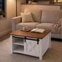 Square Coffee Table with Lift-Top Storage and Sliding Barn Doors