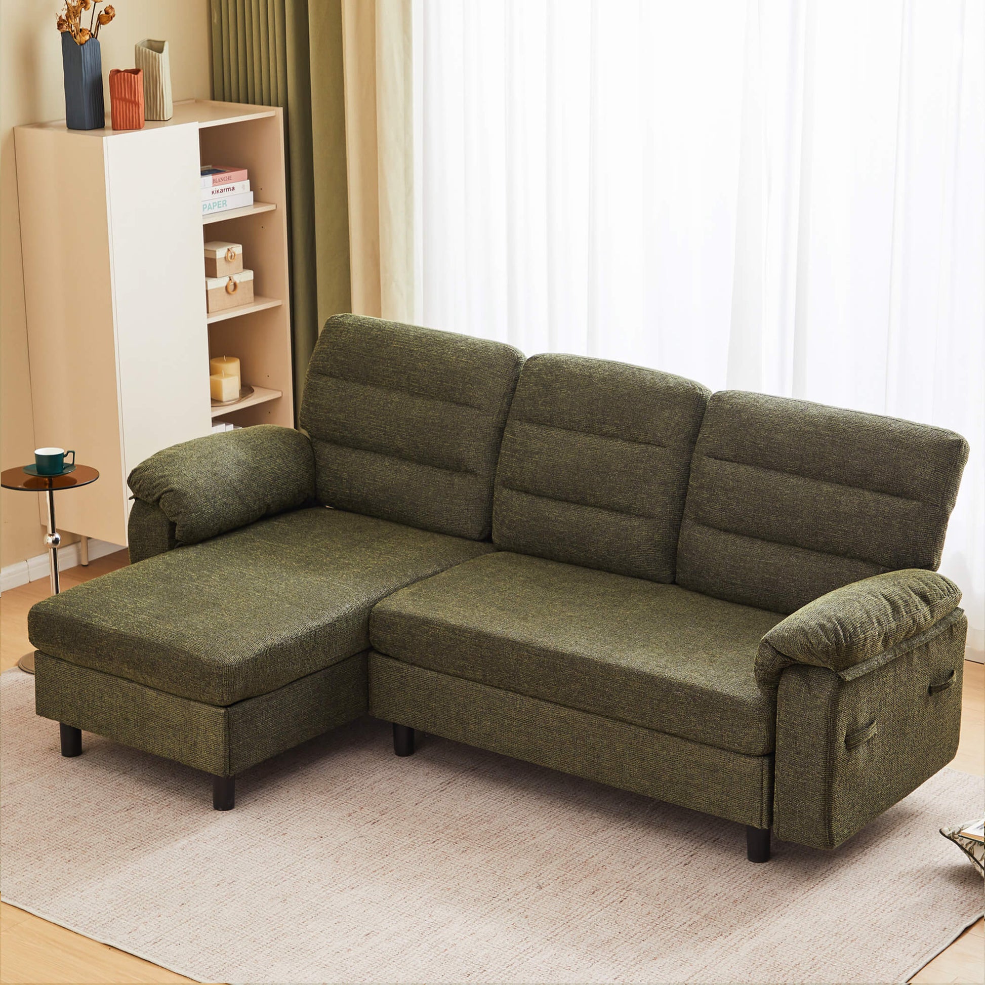 L-Shaped Convertible Sofa Set with Chaise for Living Room