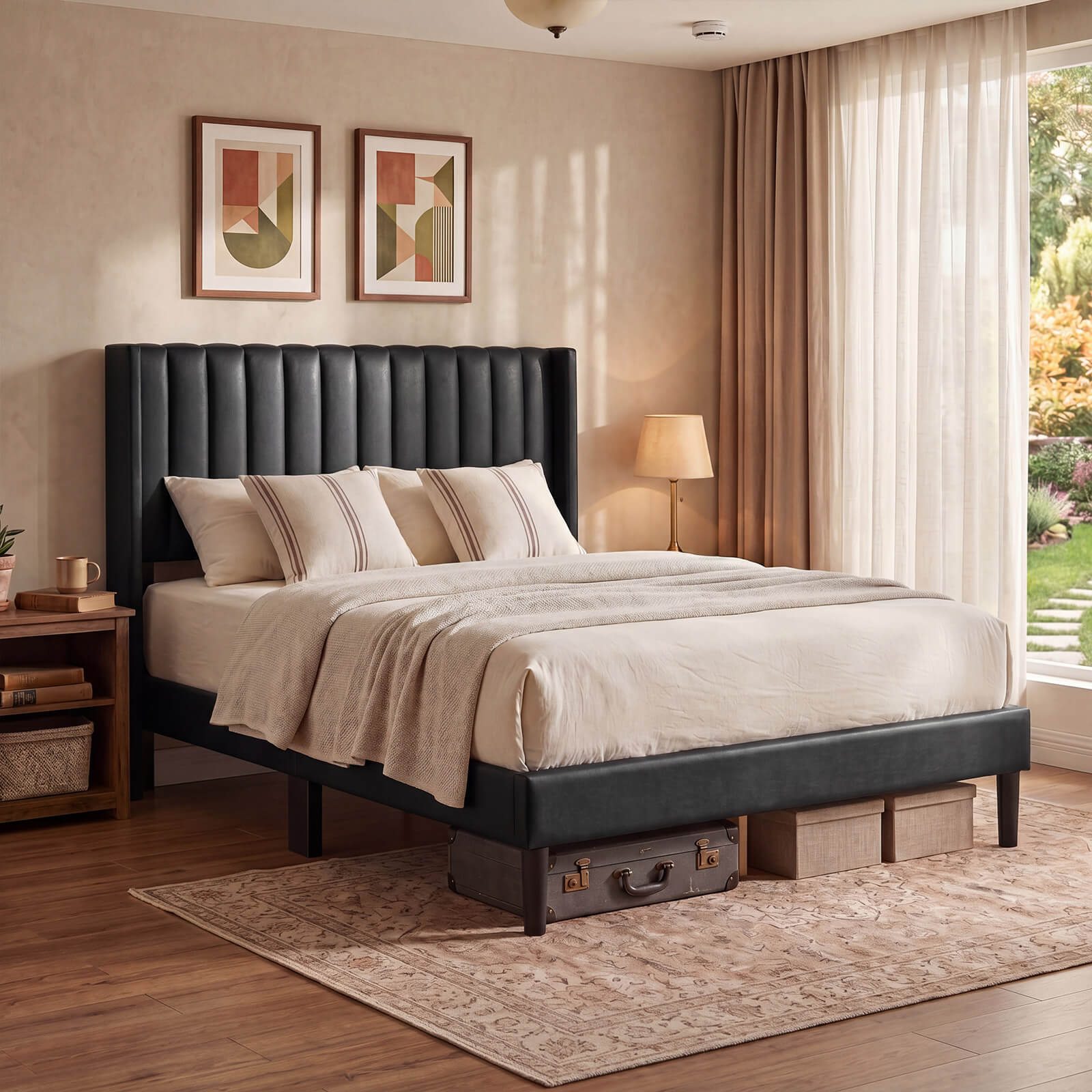 Upholstered Platform Bed Frame，Modern Accent Indoor Bedroom Furniture