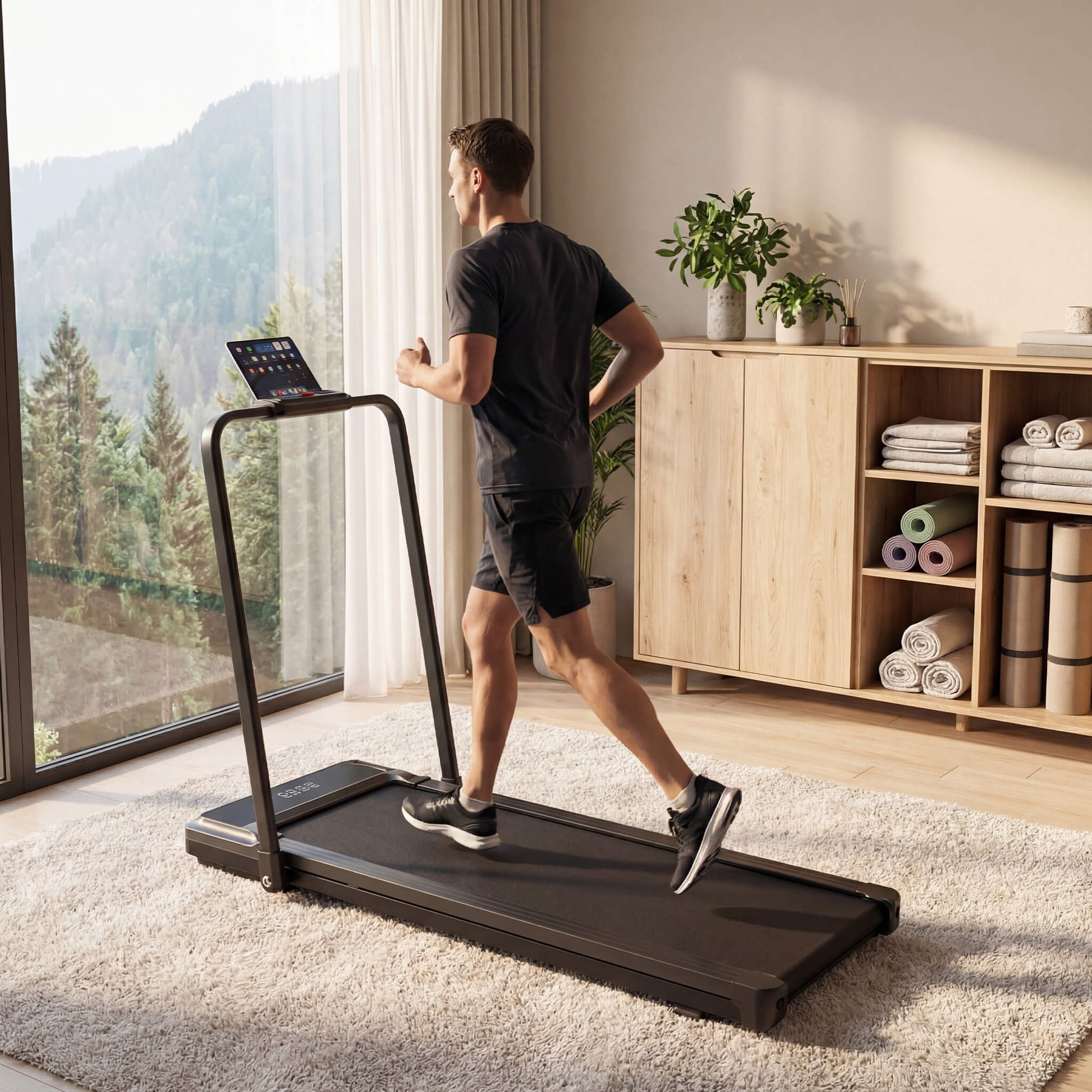 Portable Foldable Treadmill with Handrails