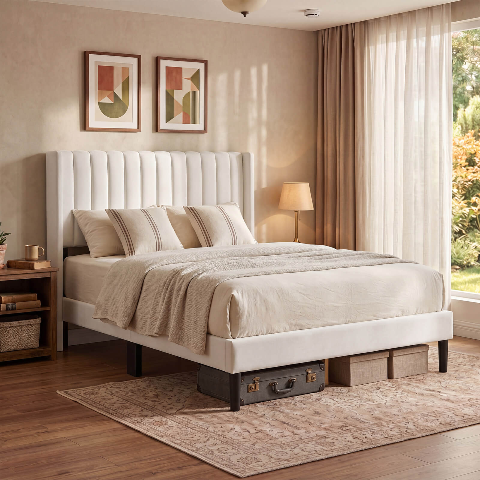 Upholstered Platform Bed Frame，Modern Accent Indoor Bedroom Furniture
