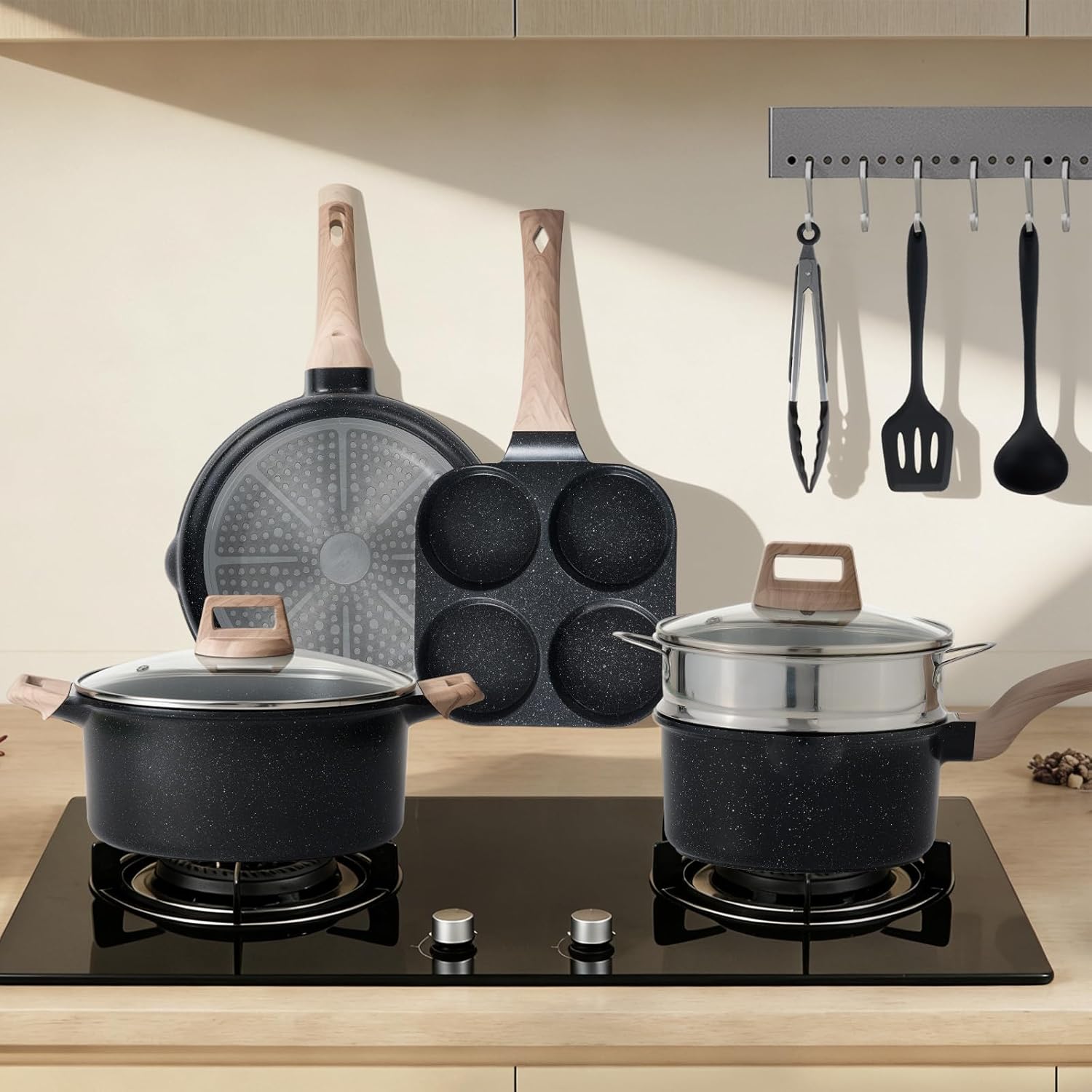 25-Piece Nonstick Pots and Pans Set - Induction Compatible Kitchen Cookware Set with Stay-Cool Handles