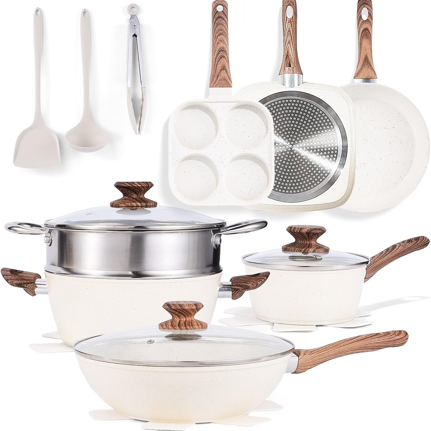 25-Piece Nonstick Pots and Pans Set - Induction Compatible Kitchen Cookware Set with Stay-Cool Handles