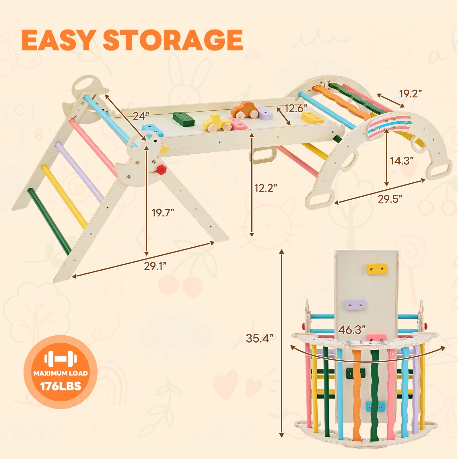 9-in-1 Pikler Triangle Set - Foldable Wooden Montessori Climber with Arch, Ramp & Ladder for Toddlers, Indoor Jungle Gym