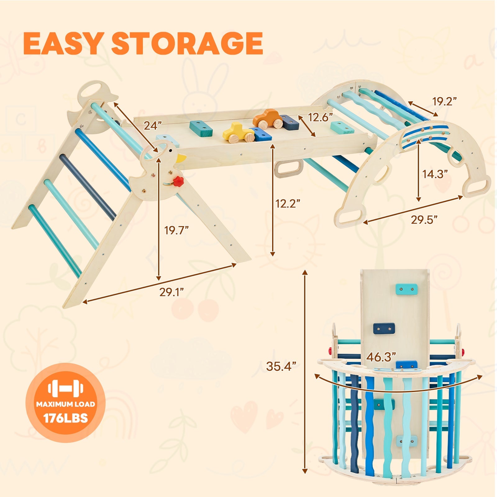 9-in-1 Pikler Triangle Set - Foldable Wooden Montessori Climber with Arch, Ramp & Ladder for Toddlers, Indoor Jungle Gym