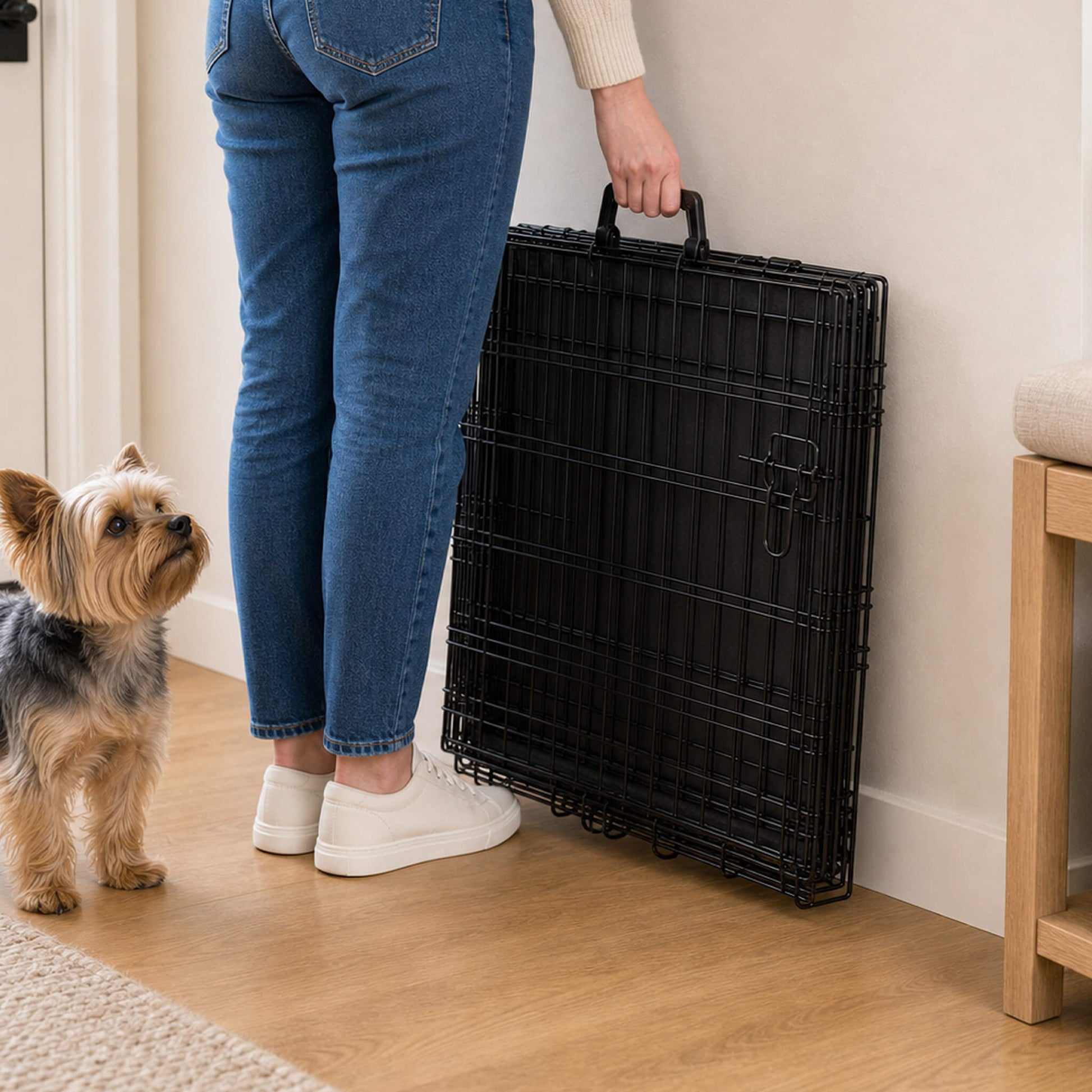 Foldable, Portable, Two-Door Metal Dog Cage