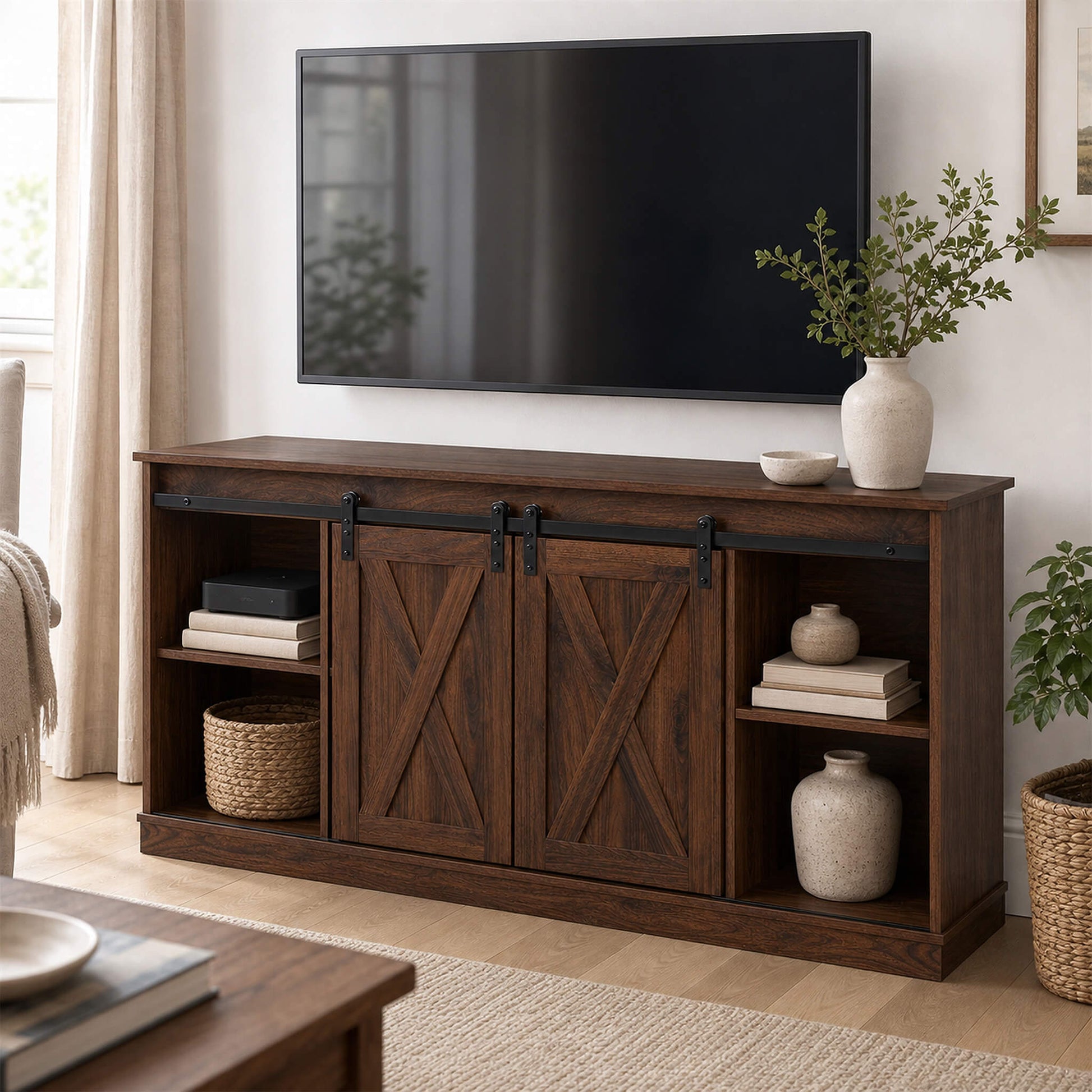 58“ Sliding Barn Door TV Cabinet