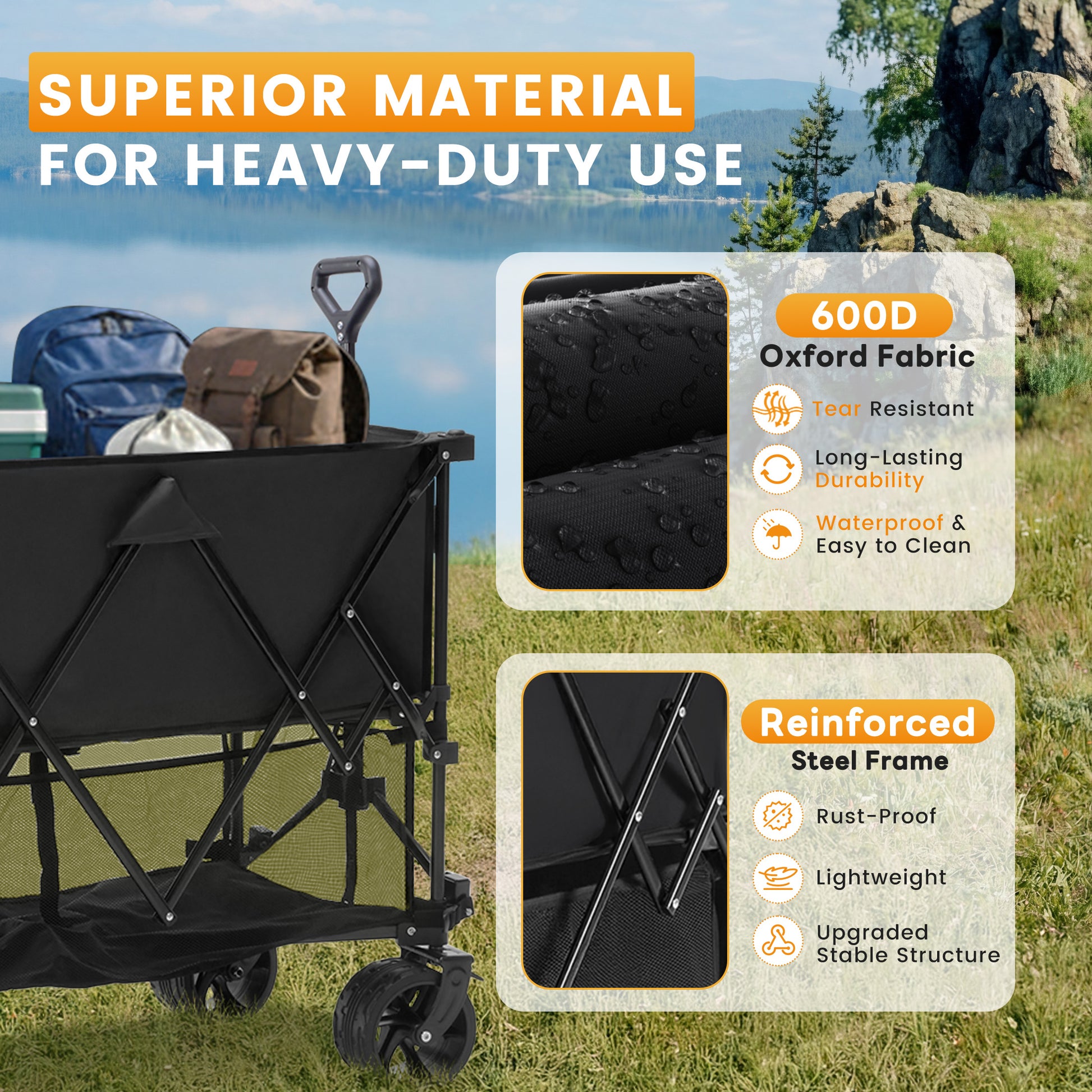 HaulMaster 400L Folding Wagon Cart for Camping and Outdoor Use