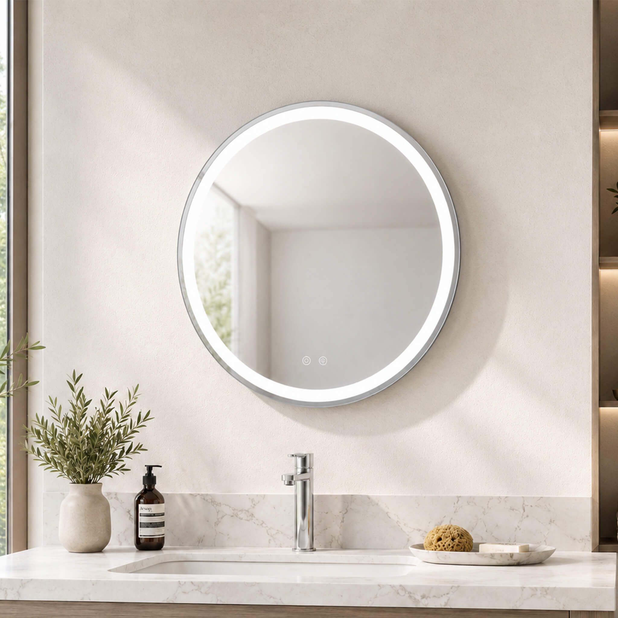 Adjustable, Lighted, Anti-Fog Makeup Mirror for Bathroom