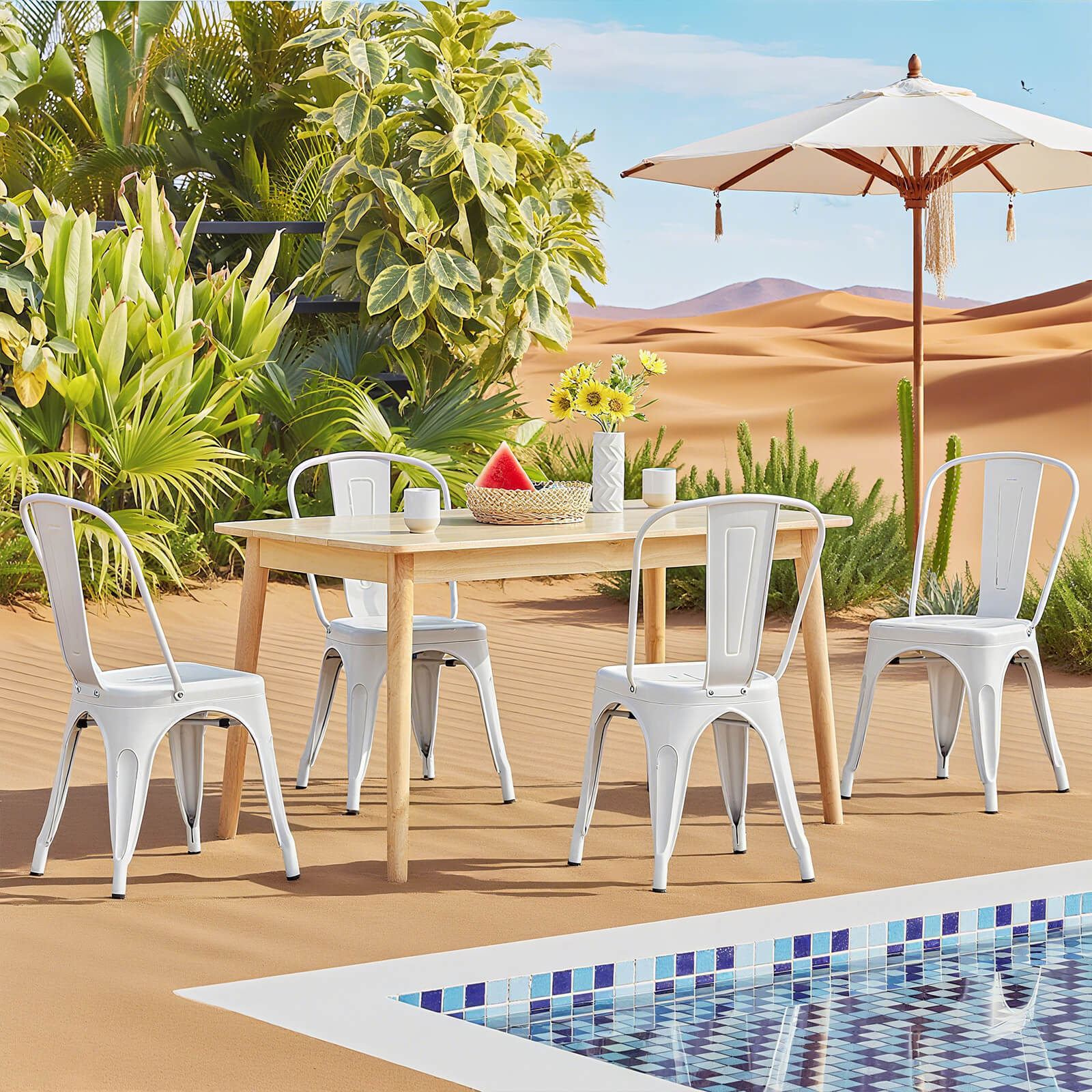 Stackable Metal Dining Chair-Indoor/Outdoor (Set of 4)