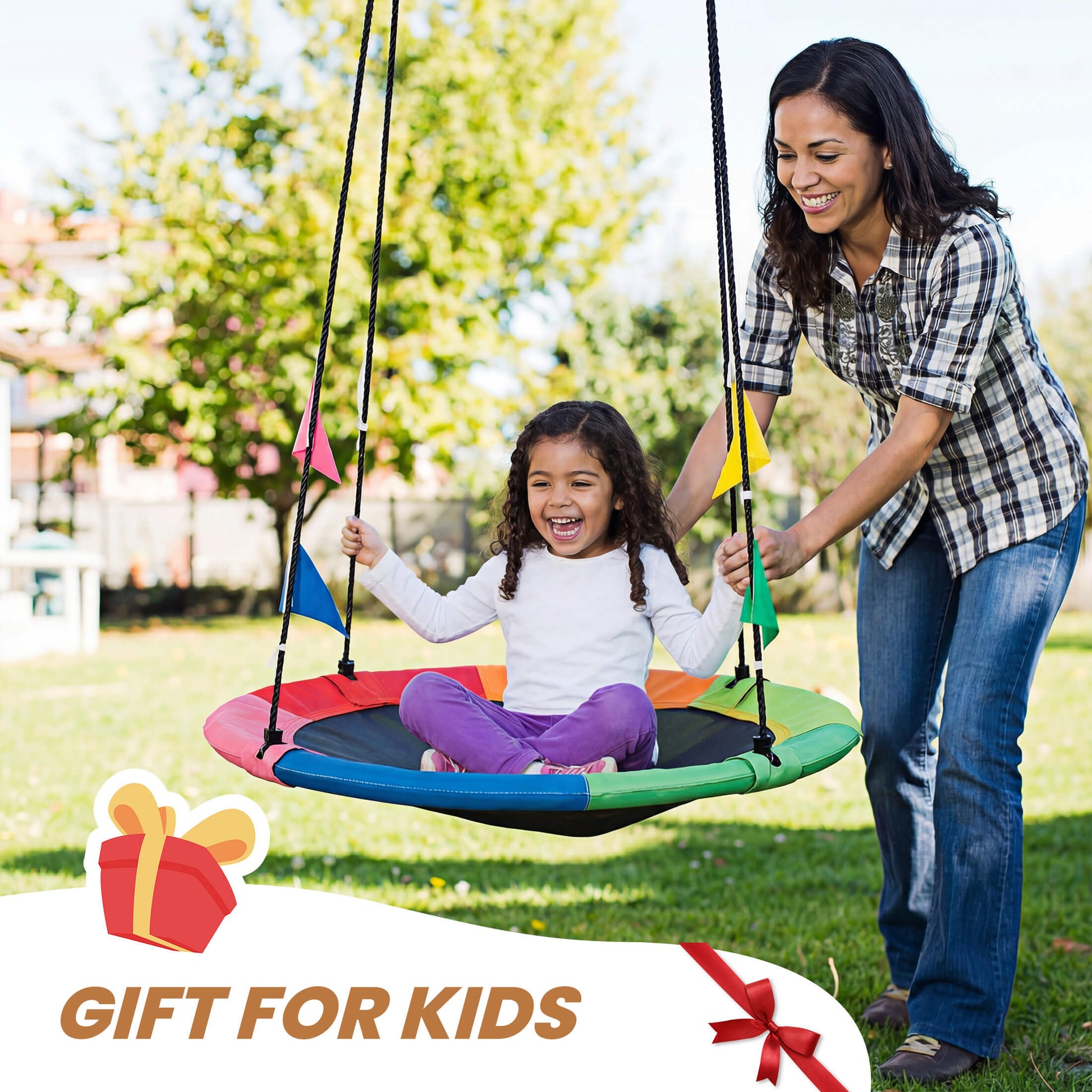 Adjustable Rope Saucer Swing for Backyard
