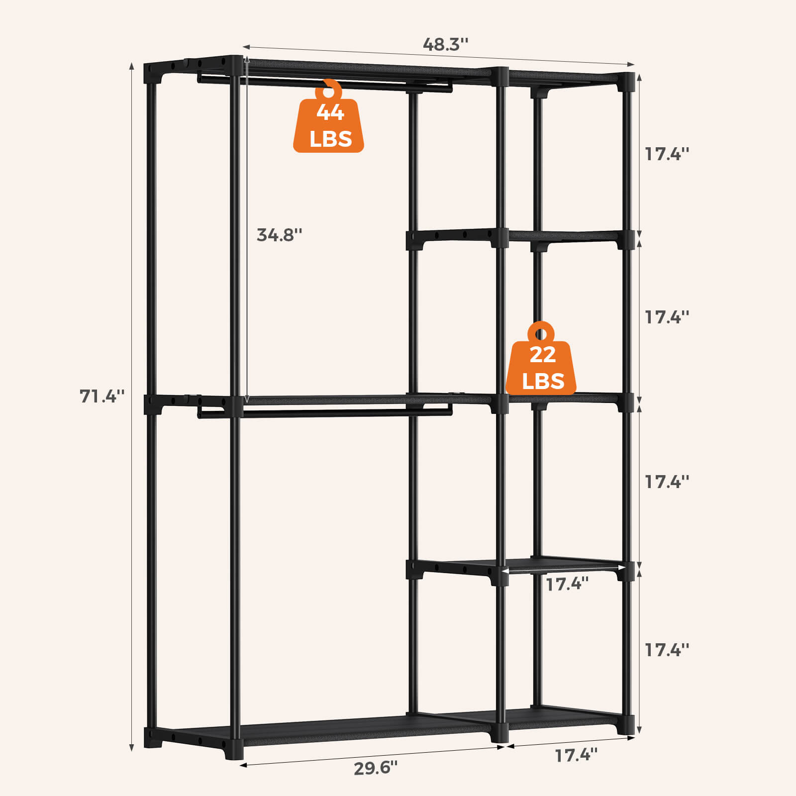 Lightweight, Portable, Freestanding Clothes Rack