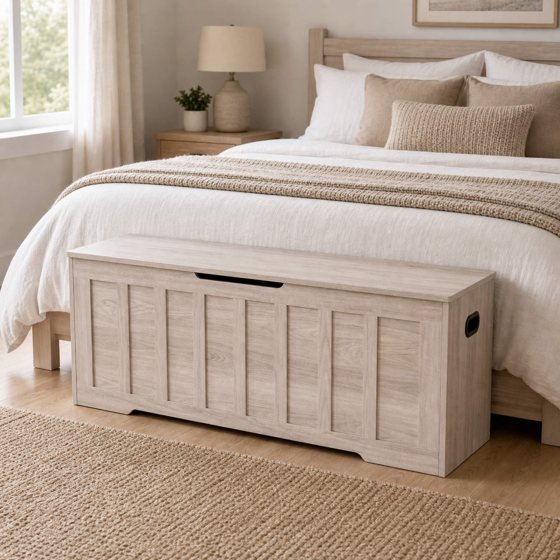 Wooden Storage Bench with Soft-Close Lid