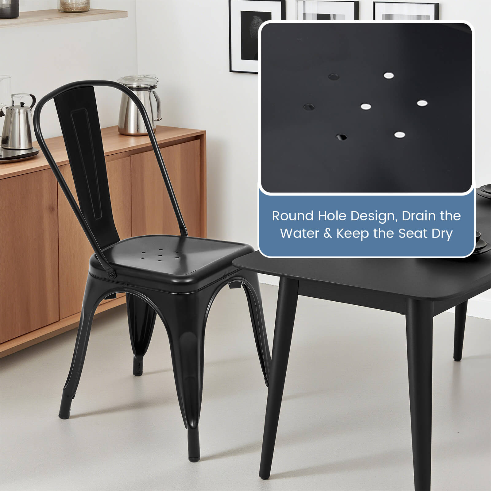 Stackable Metal Dining Chair-Indoor/Outdoor (Set of 4)