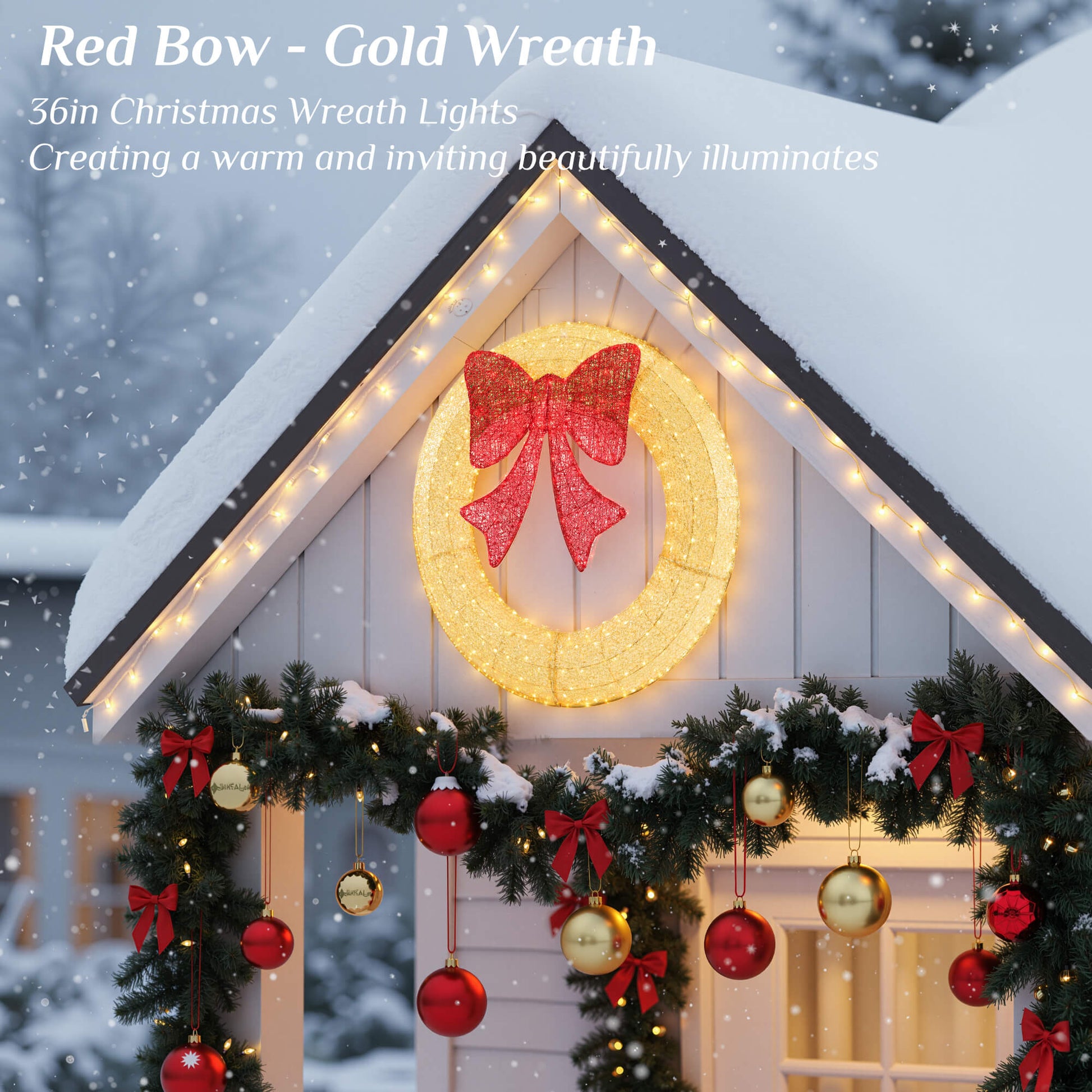 Illuminated Christmas Wreath - Outdoor Holiday Decor with Remote