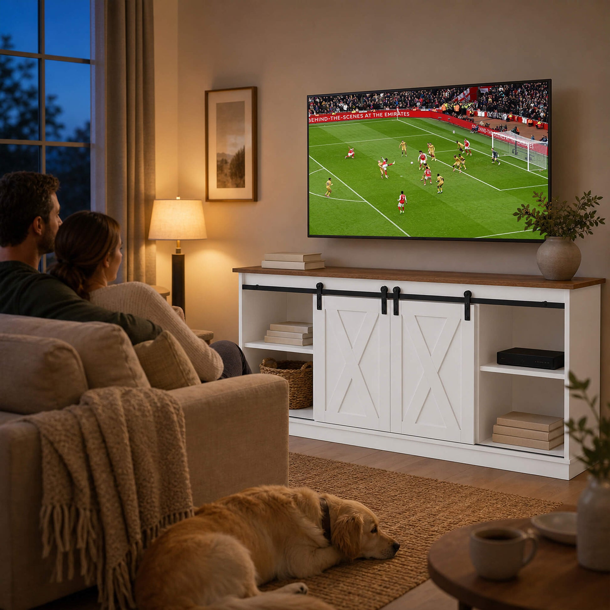 58“ Sliding Barn Door TV Cabinet