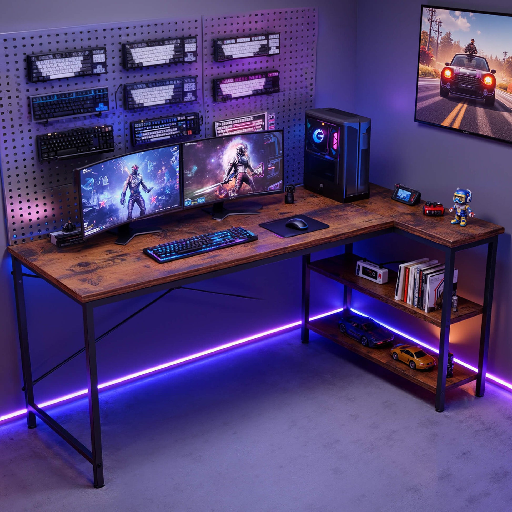 47″ L‑Shaped Computer Desk for Home Office