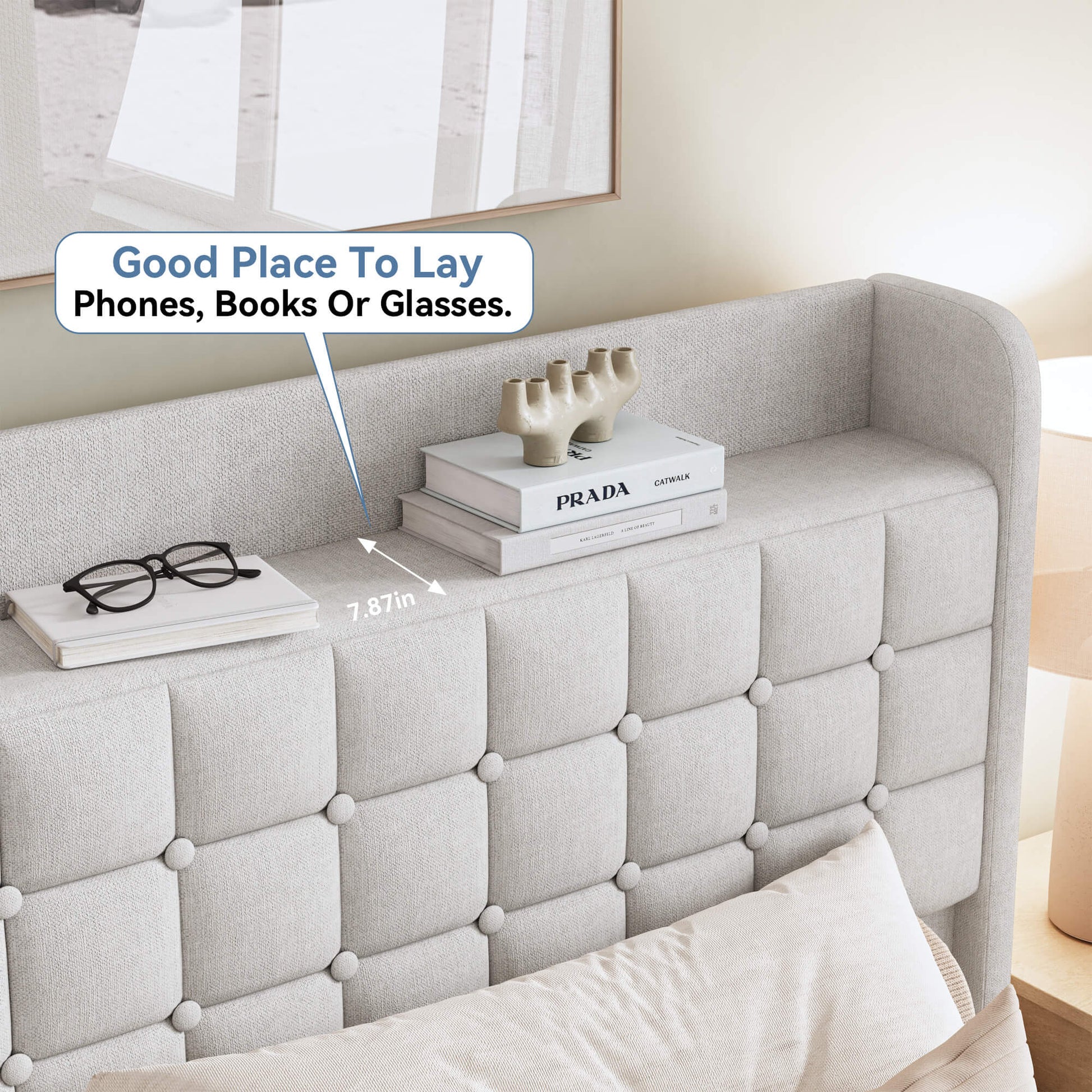 Upholstered Heavy Duty Platform Bed Frame with Drawers