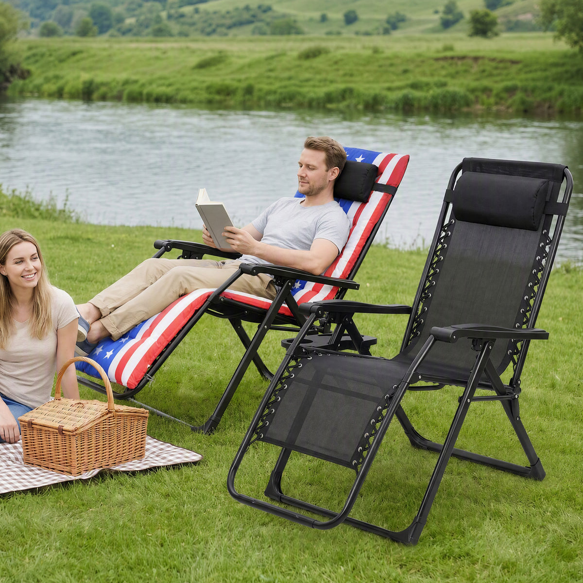 Foldable Zero-Gravity Outdoor Lounge Chair for Beach/Patio