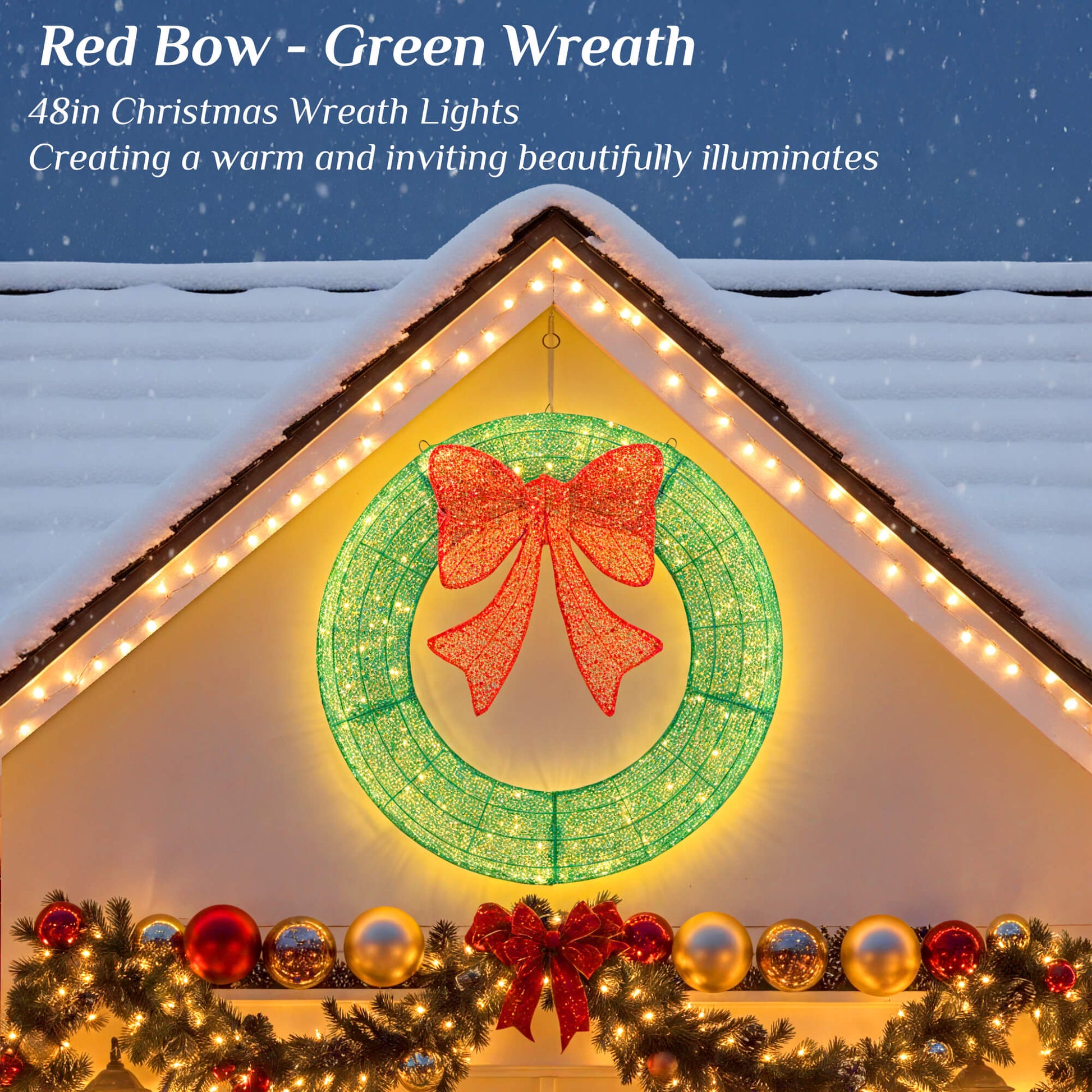 Illuminated Christmas Wreath - Outdoor Holiday Decor with Remote