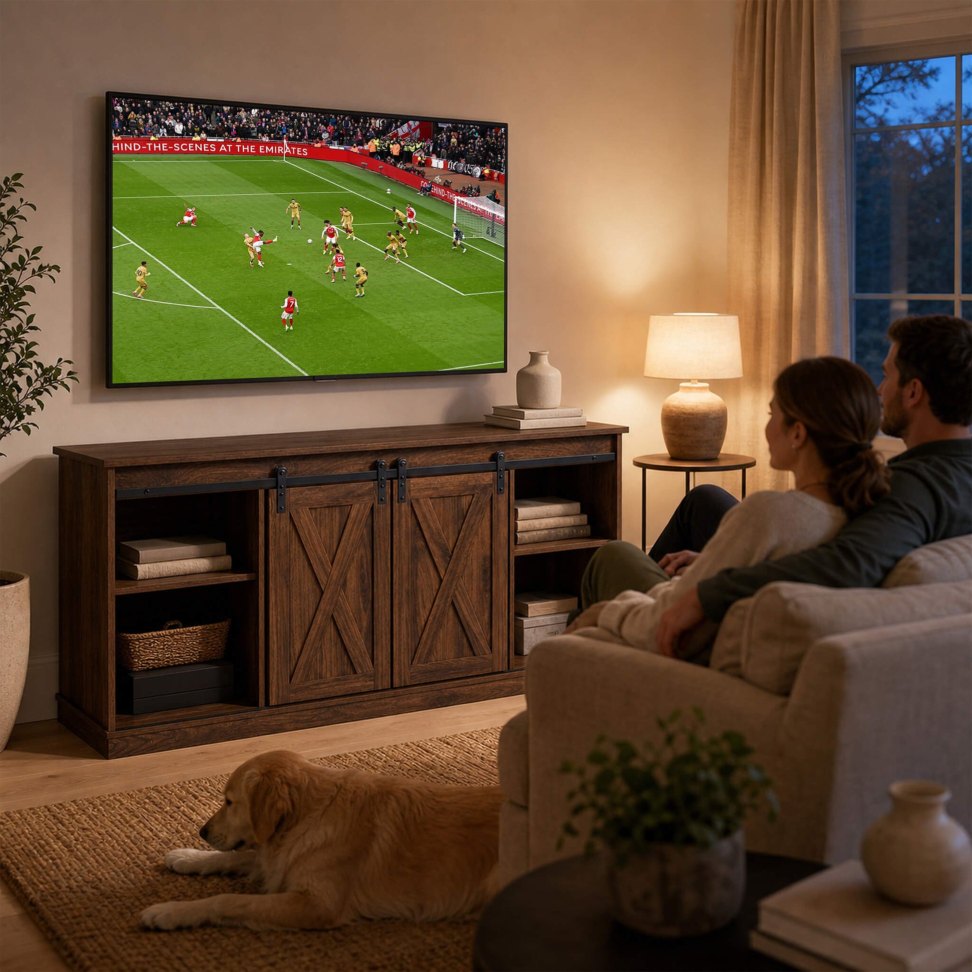 58“ Sliding Barn Door TV Cabinet