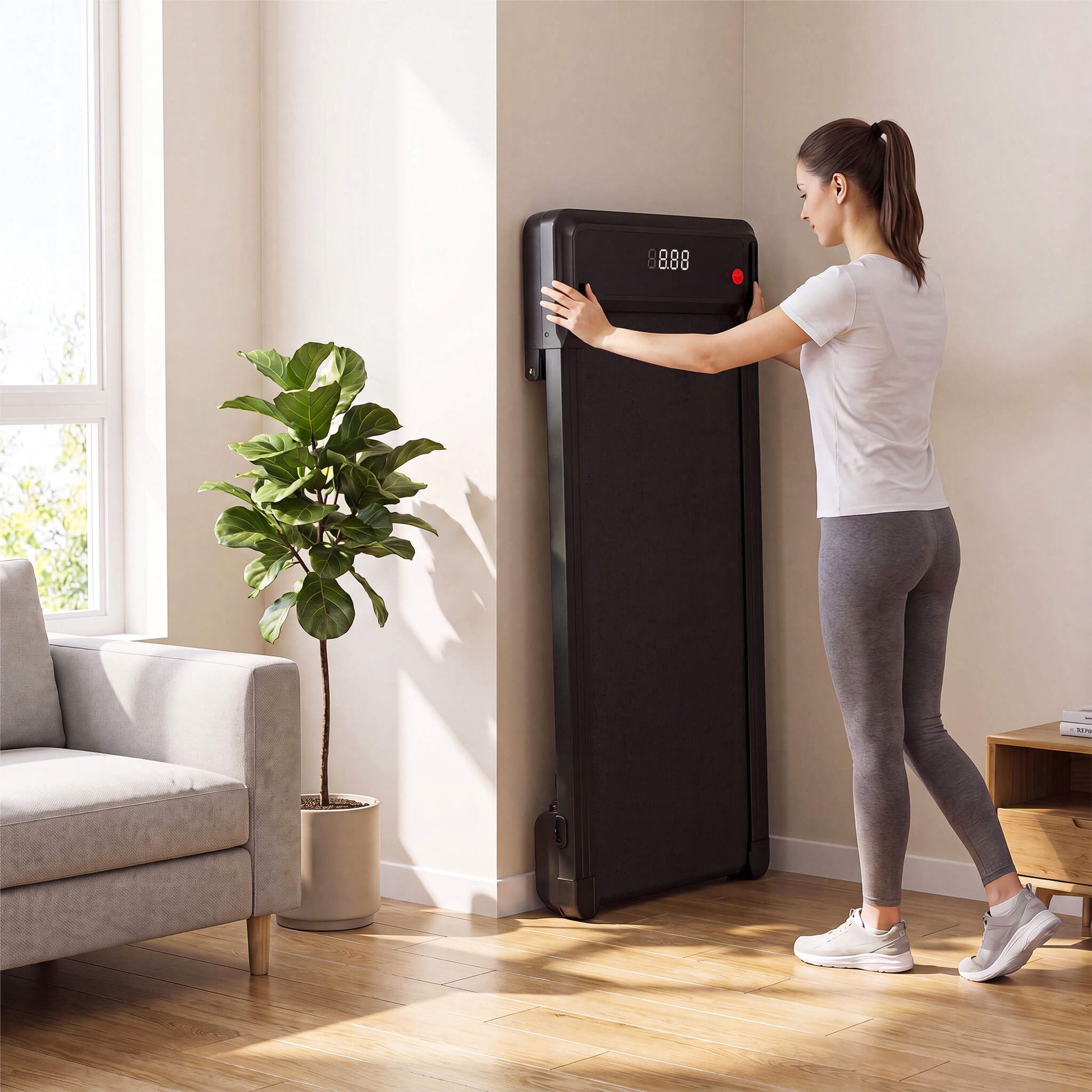 Portable Foldable Treadmill with Handrails
