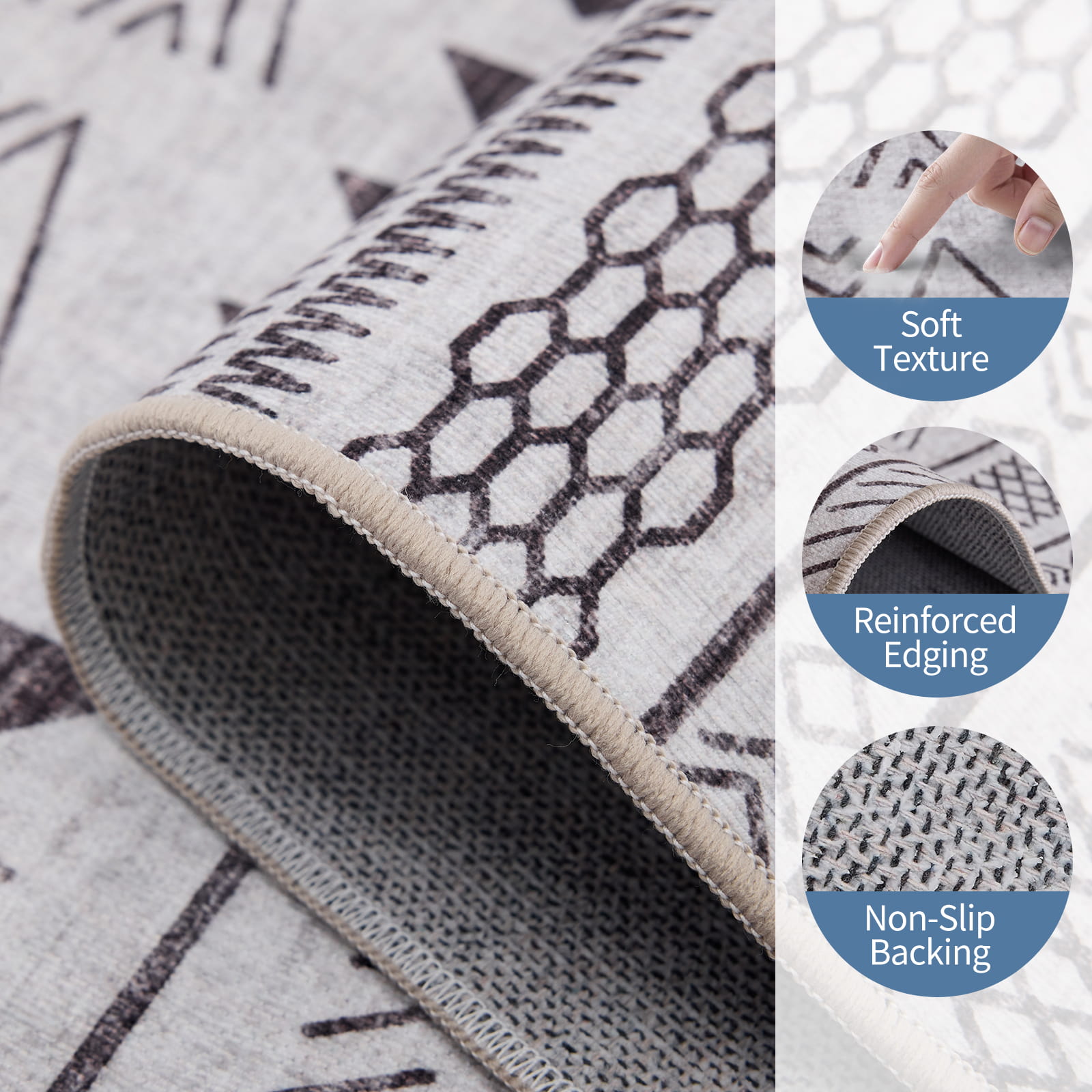 Luxury Weave Washable Area Rug for Bedroom Living Room