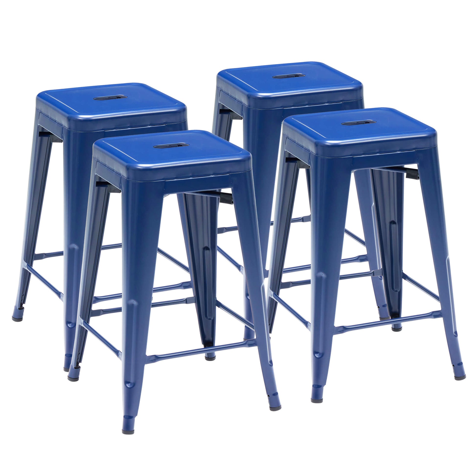 Stackable Metal Bar Stools (Backless) – 4-Piece Dining Set