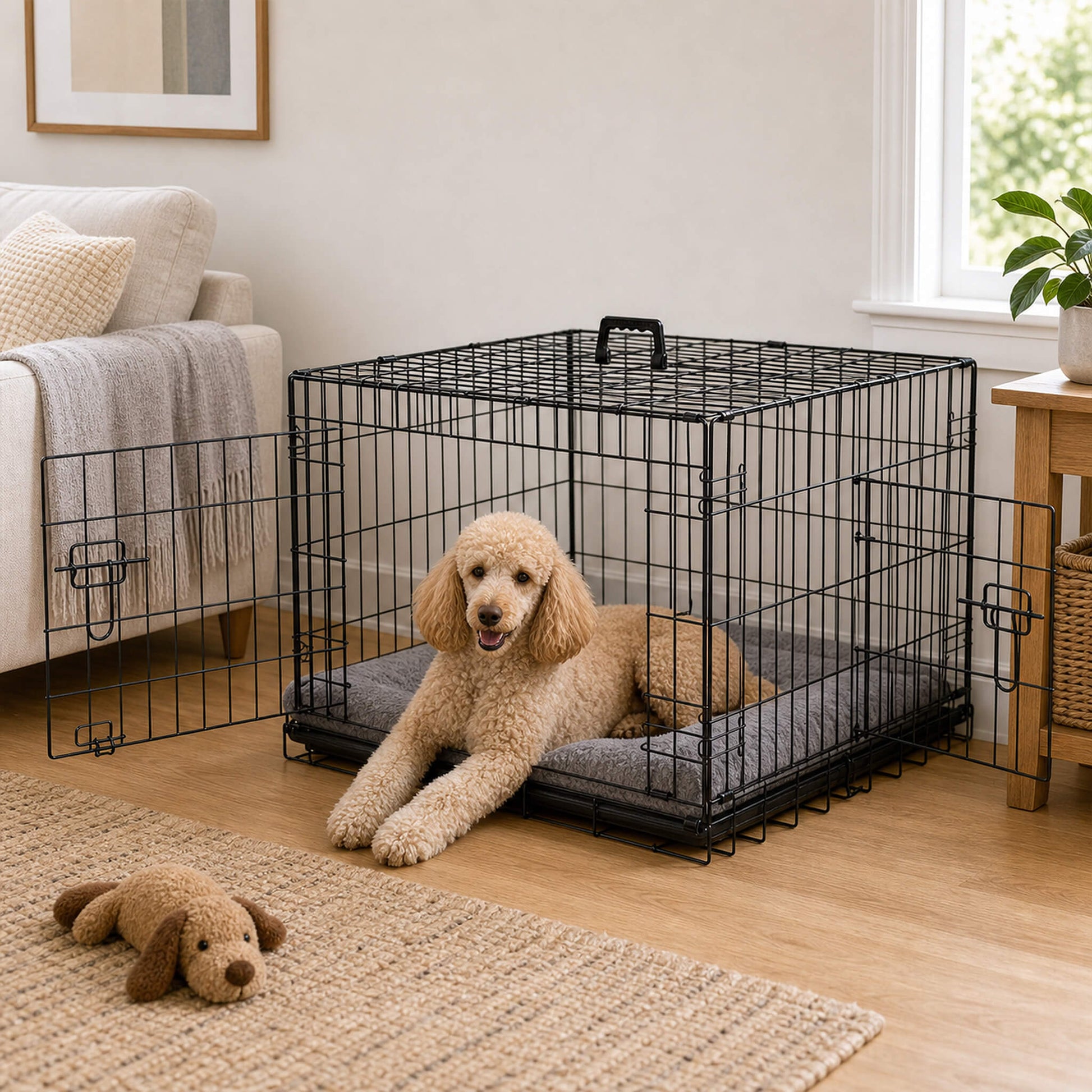 Foldable, Portable, Two-Door Metal Dog Cage