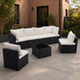 Outdoor Wicker Sectional Sofa Set-6 Sectionals & Glass Table