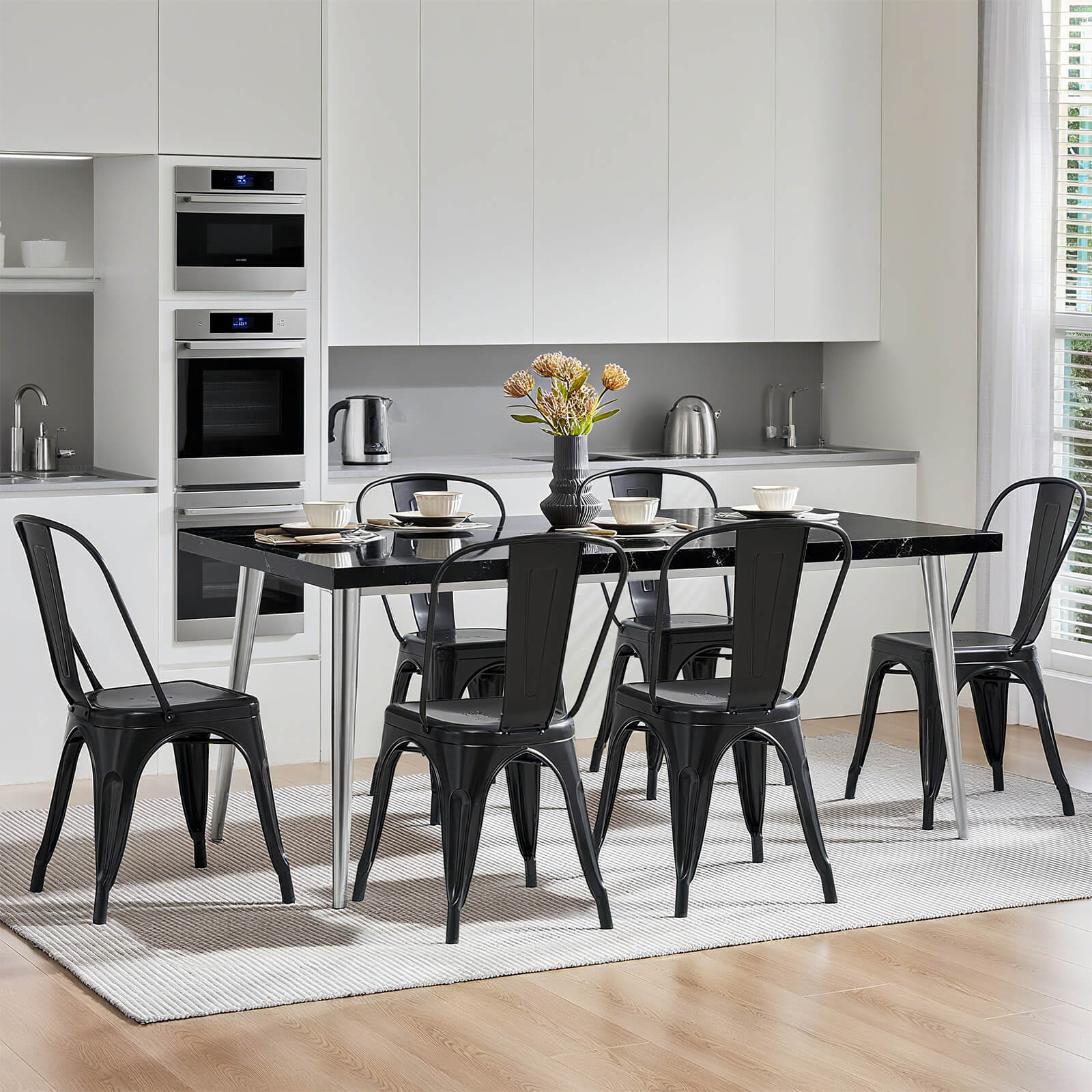 Stackable Metal Dining Chair-Indoor/Outdoor (Set of 4)