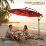 10ft Cantilever Patio Umbrella with Crank Lift Mechanism for Garden, Backyard, Poolside