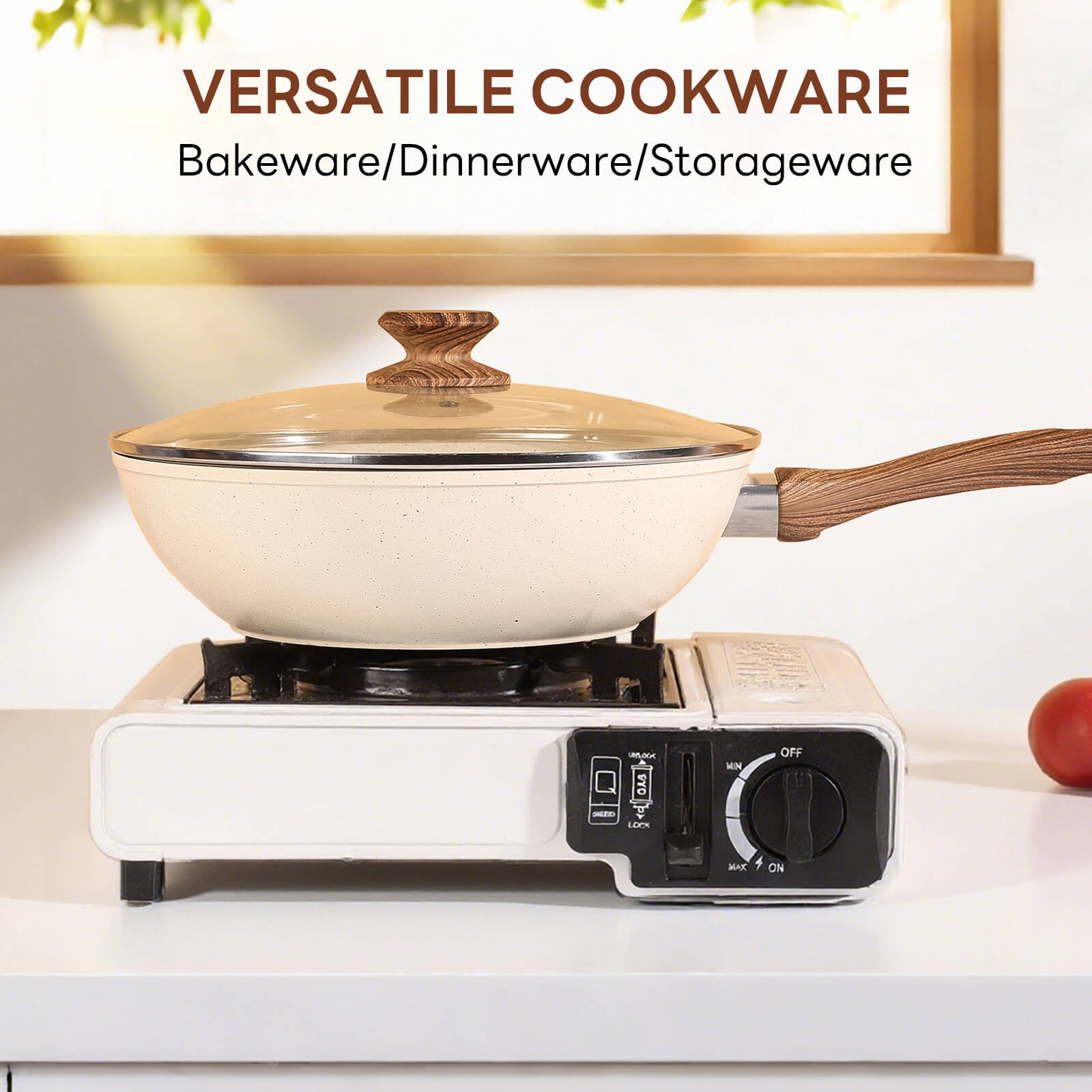 17-Piece Non-Stick Cookware Set with Detachable Handles