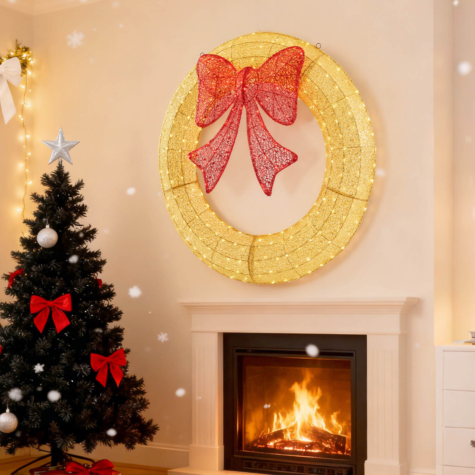 lighted christmas wreath