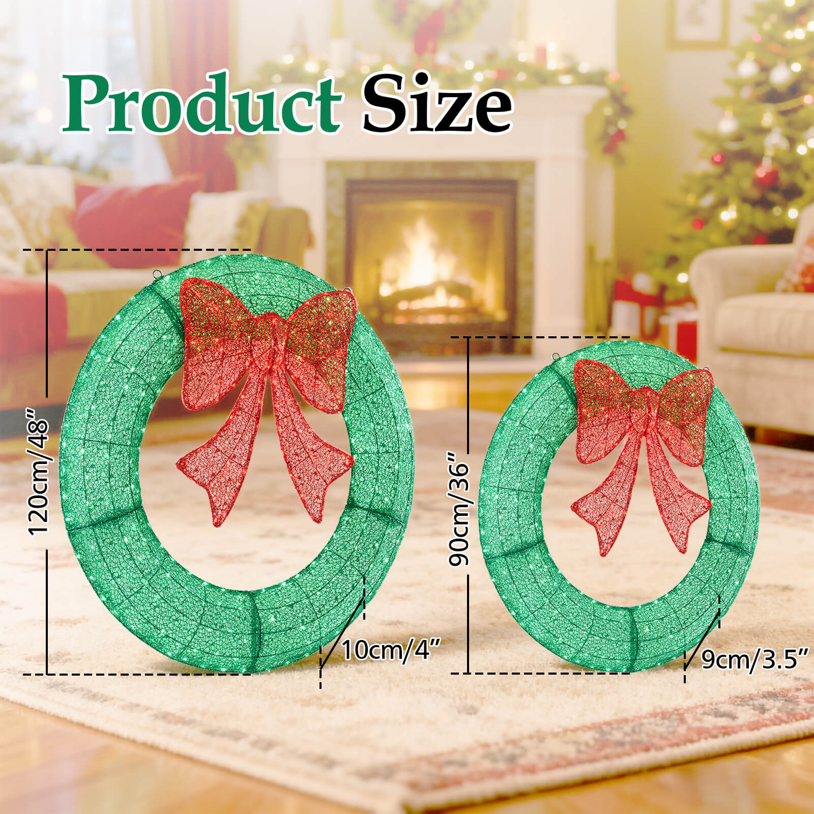 Illuminated Christmas Wreath - Outdoor Holiday Decor with Remote