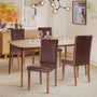 High-back Wooden PU Leather Dining Chair-Set of 4