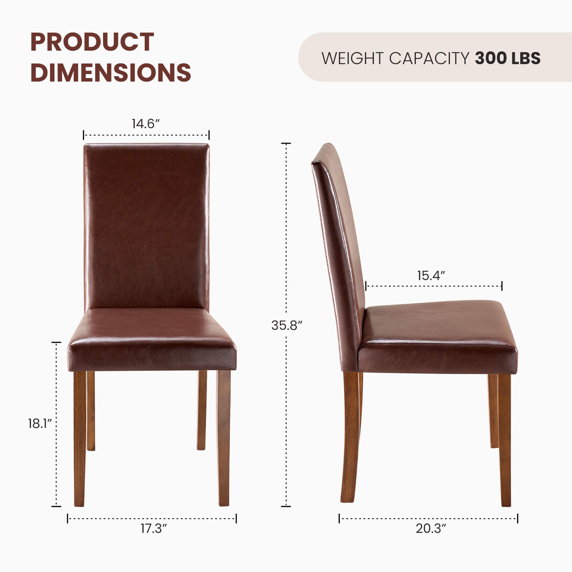 High-back Wooden PU Leather Dining Chair-Set of 4