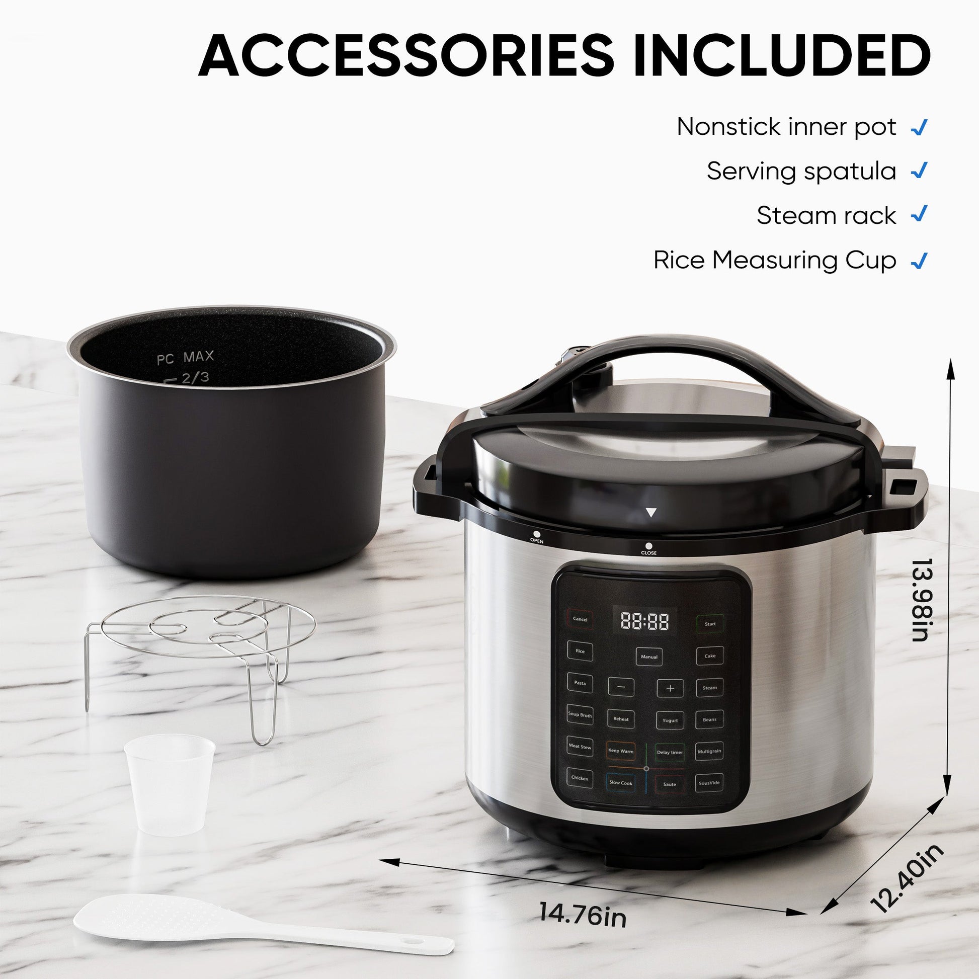 12-in-1 Electric Pressure Cooker with Stainless Steel Pot