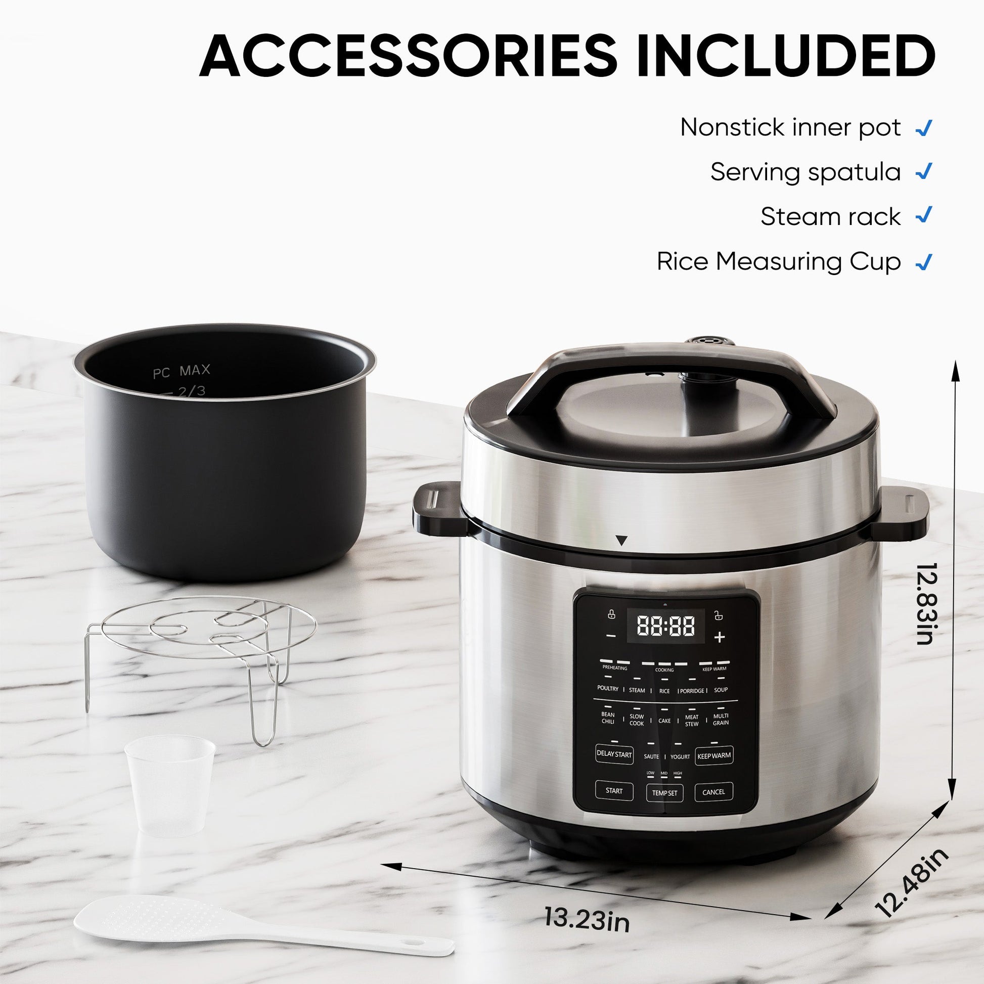12-in-1 Electric Pressure Cooker with Stainless Steel Pot