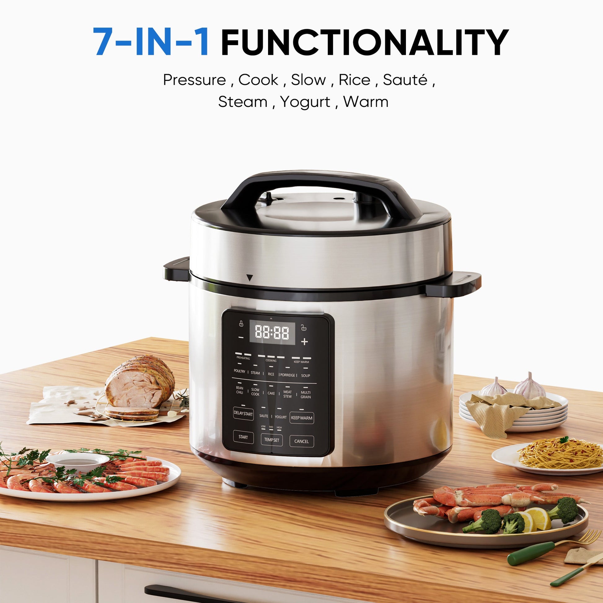 12-in-1 Electric Pressure Cooker with Stainless Steel Pot