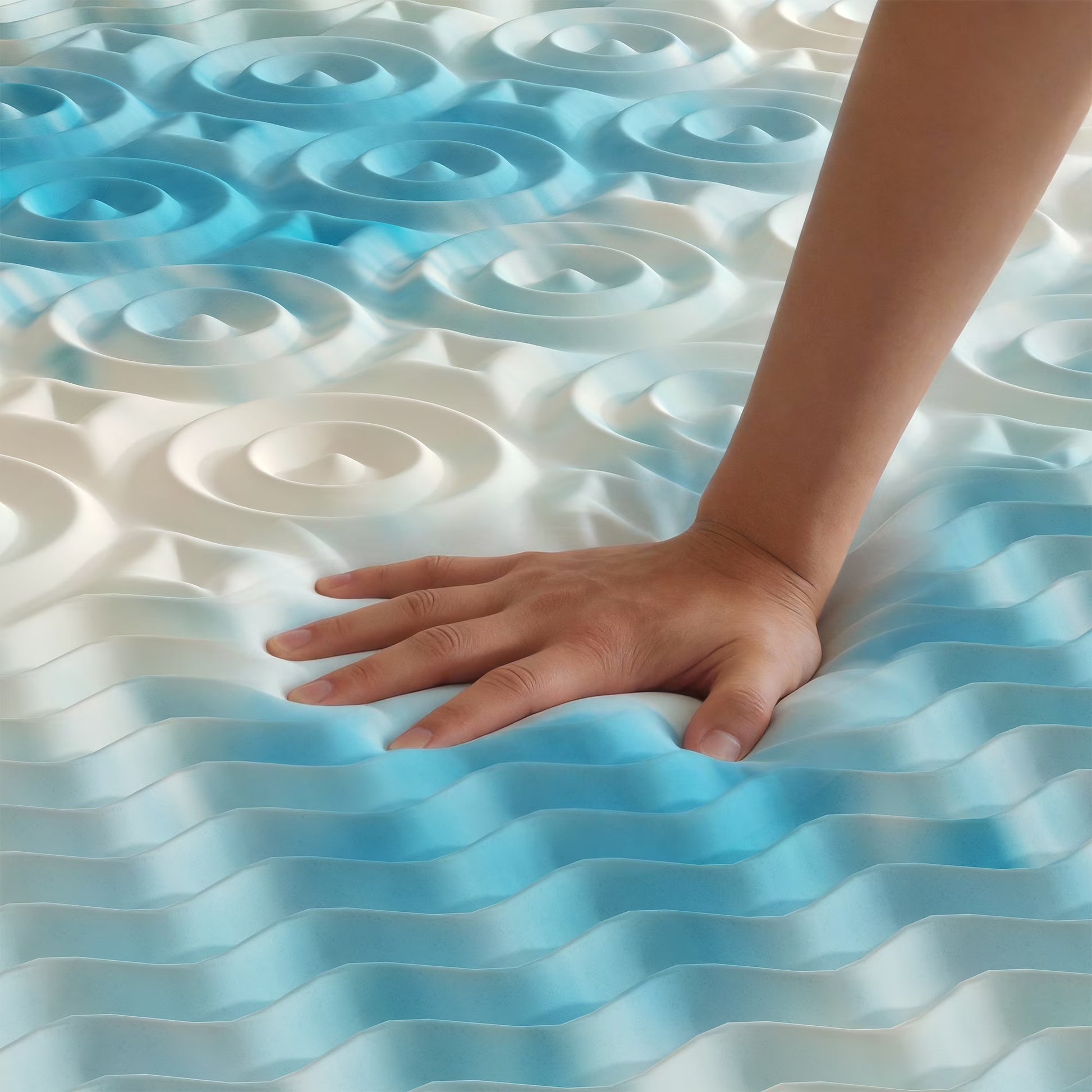 Gel Memory Foam Mattress Topper - 5-Zone Cooling Pad (Full Size)