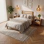 Basic Natural Solid Wood Platform Bed Frame with Headboard