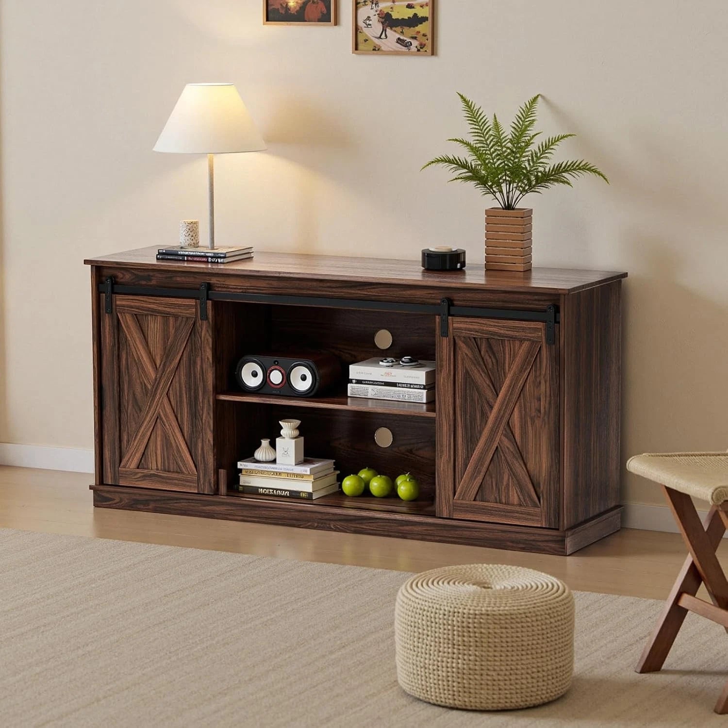 58“ Sliding Barn Door TV Cabinet